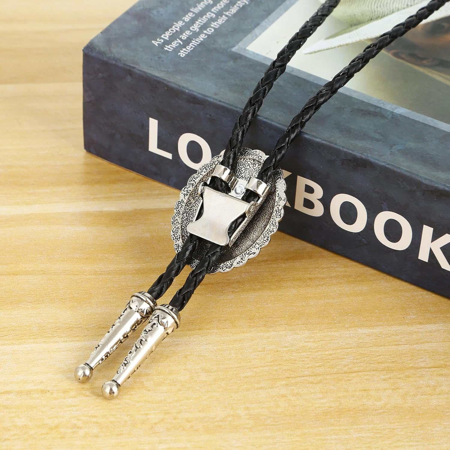 Gelconnie Bolo Tie for Men Women Leather Rope Wedding Necklace Western Cowboy Bolo Tie Western Leather Necktie image number 3