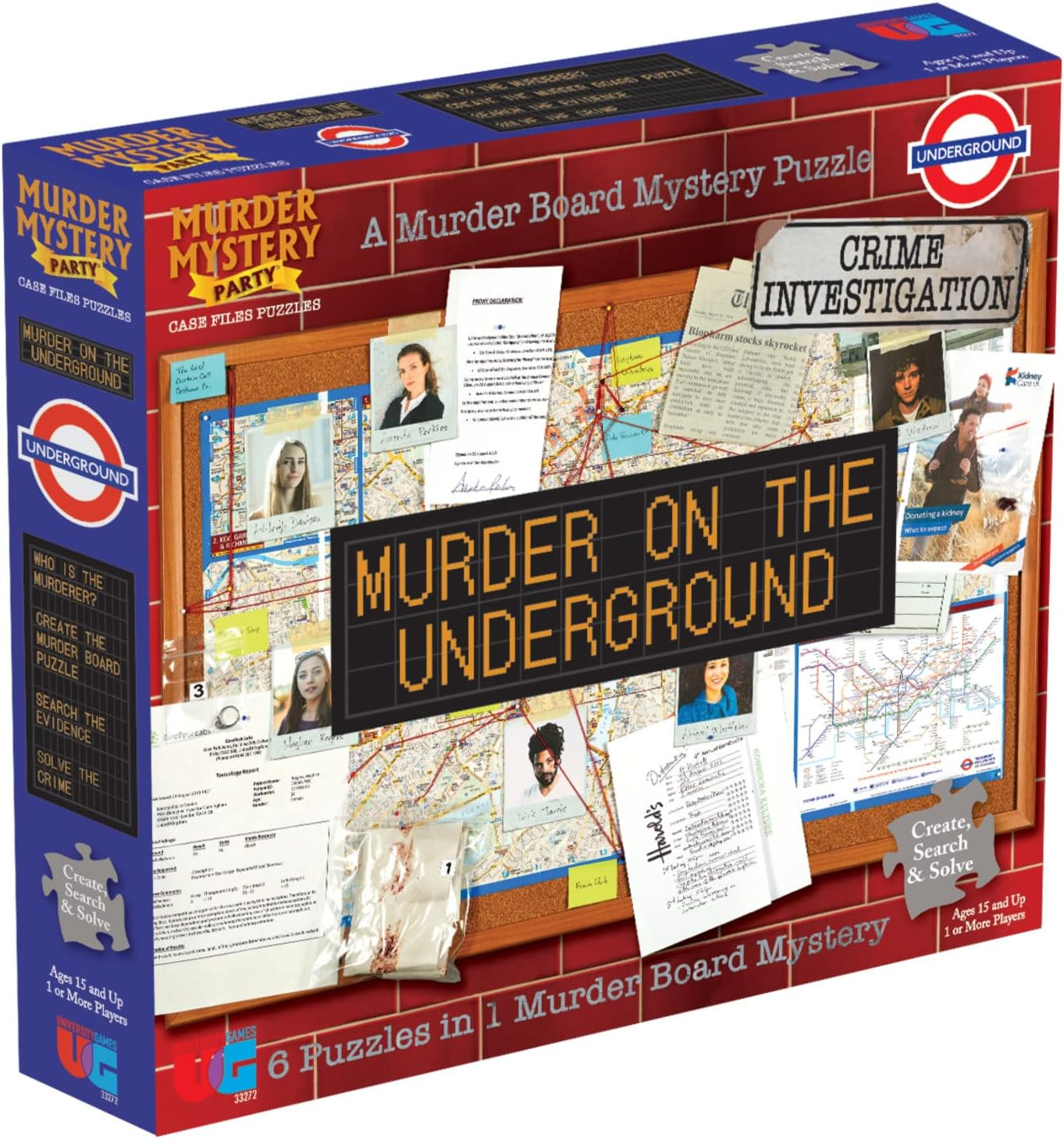 Murder Mystery Party Case File Puzzle: Murder on the Underground, 1000 Pieces, Ages 14+ | Investigate Crime, Solve Cold Case, Includes Poster & Evidence Board image number 1
