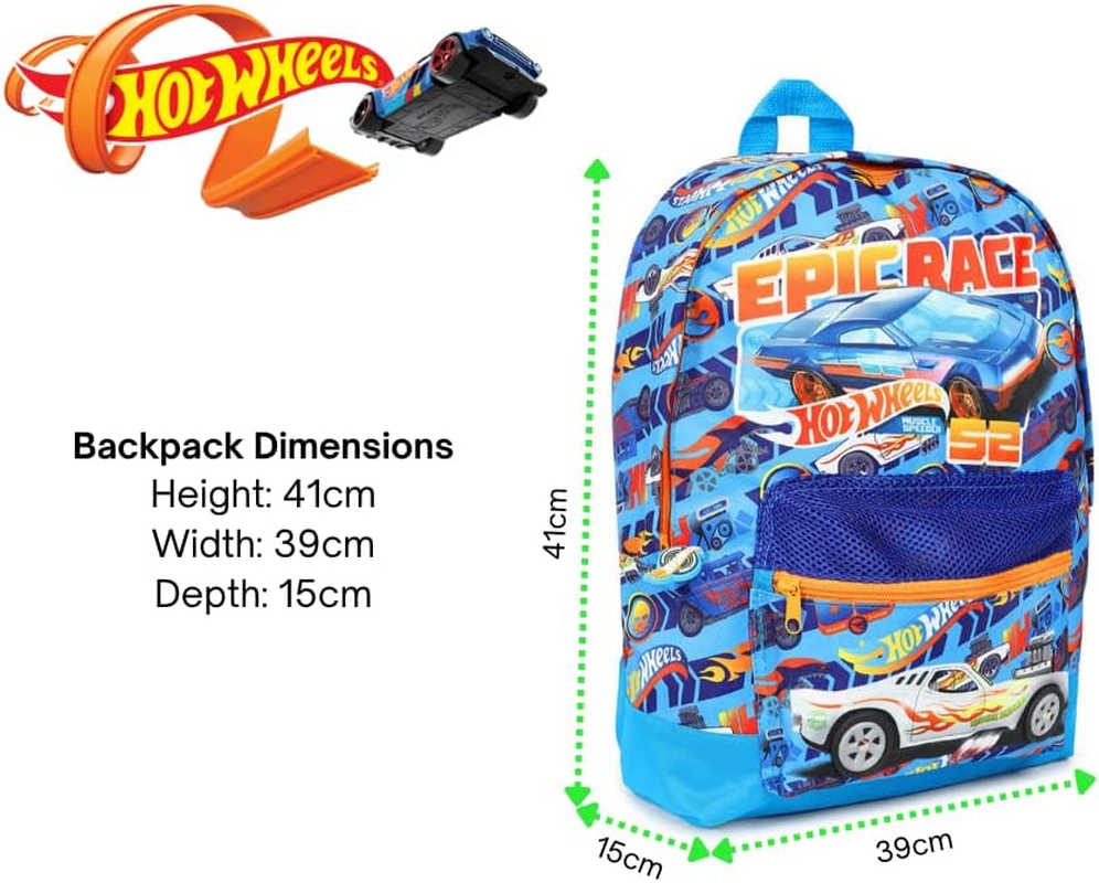 Hot Wheels Official Childrens Backpack, Kids Backpack, Schoolbag, Rucksack Blue, Blue image number 3