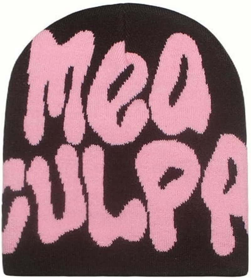 Women Graphic Beanie Skull Hat MEA Culpa Y2K Knitted Beanie Warm Winter Hat for Gifts image number 3