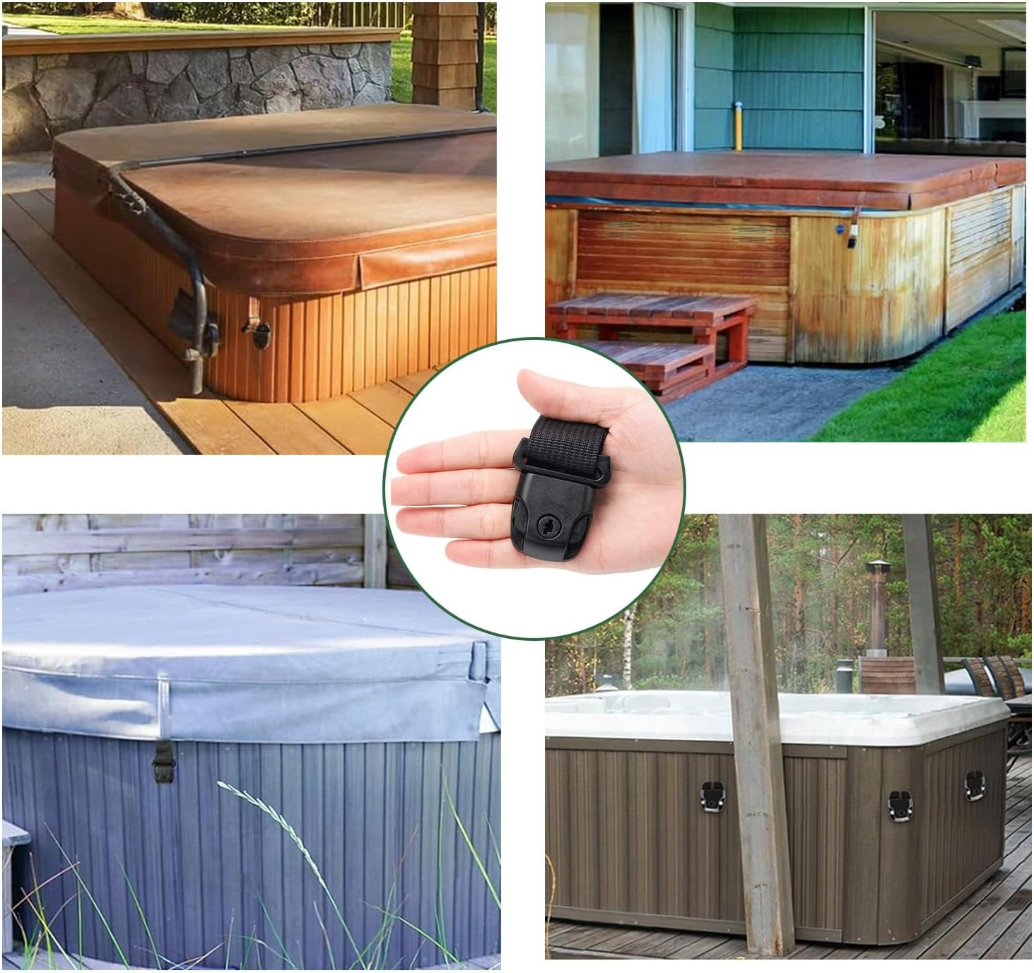 Kaoruo 4PCS Spa Hot Tub Cover Clips &ndash; Replacement Cover Latch Repair Kit with Key & Screws, Locking Clip Hardware Accessories for Hot Tub Cover Straps image number 1