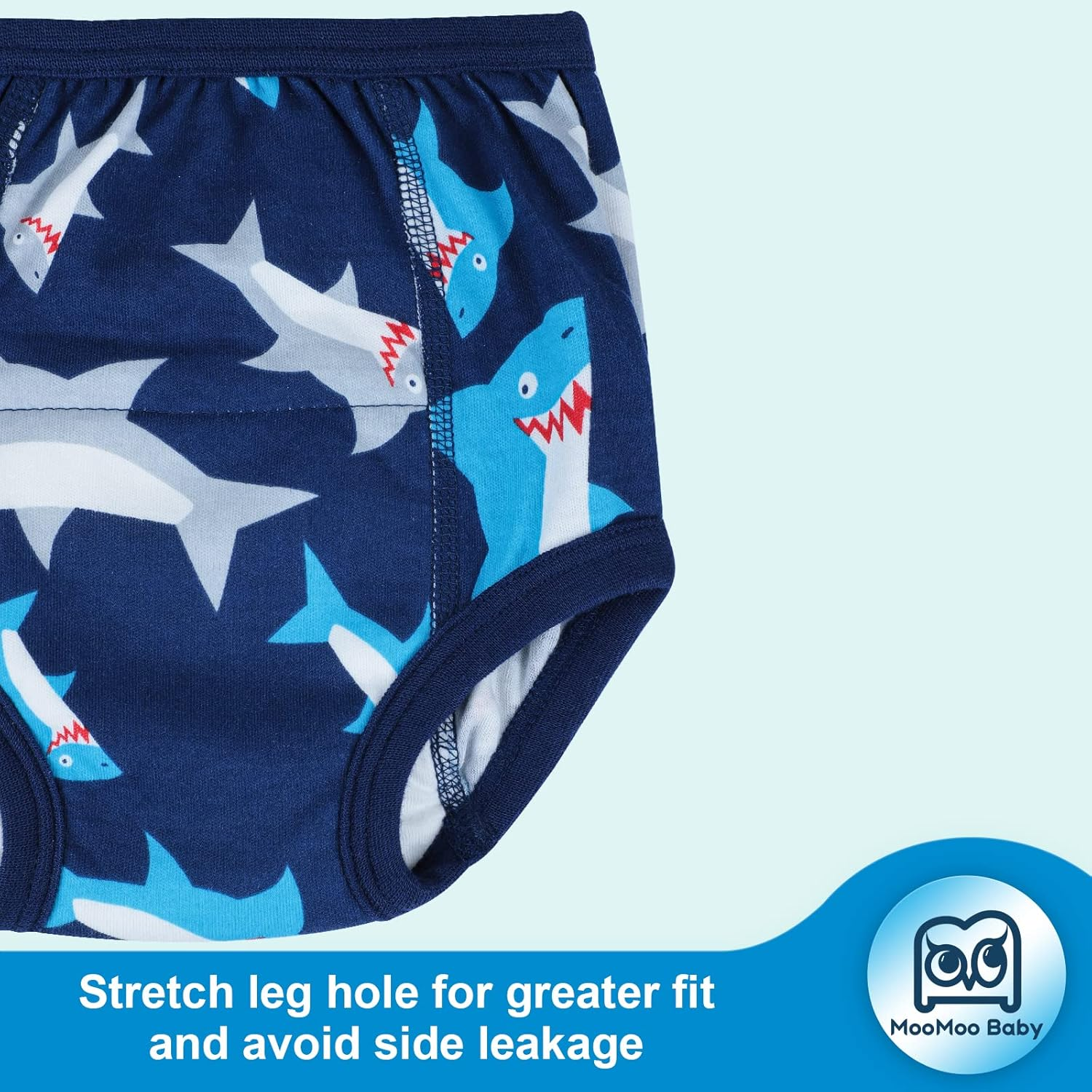 Moomoo Baby Potty Training Pants 4 Packs Absorbent Shark Training Pants for Boys and Girls 3T image number 5