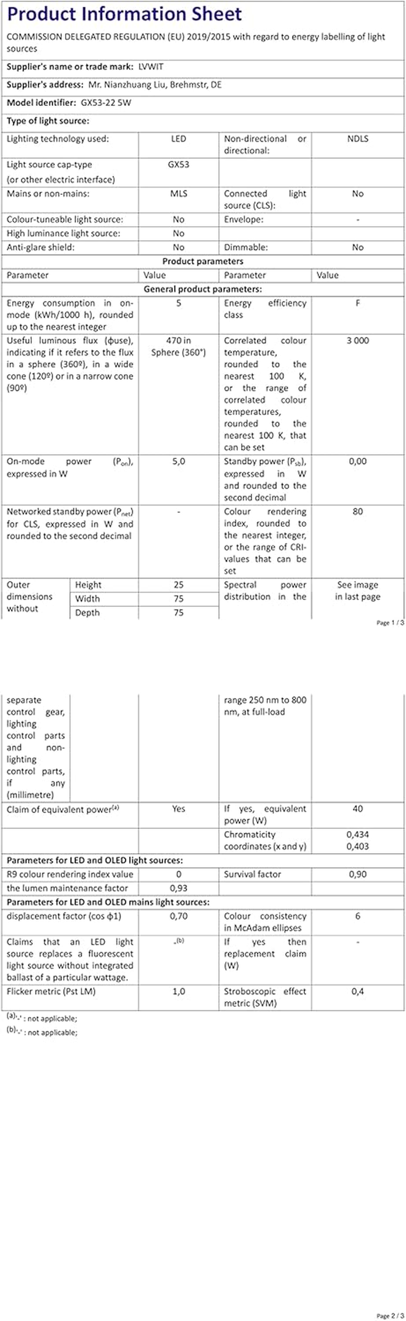 LVWIT GX53 LED Light 5W Warm White, GX53 Bulb Dimmable, Flicker-Free, Replacement 40W Bulb, 470 Lumen, 3000K, 110 Degree, CRI > 80, Recessed Spotlight GX53 for Cabinet Lights, Pack of 4