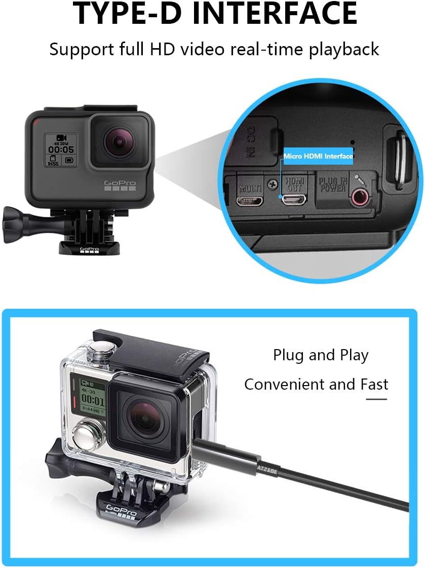 ATZEBE HDMI Fibre Optic Cable -15 M, 4K HDMI Cable 2.0 Supports 4K @ 60Hz HDR, YUV4:4 8Bit, 3D, ARC, HEC, CEC, HDCP 2.2 with Dual Micro HDMI and Standard HDMI Connectors image number 4