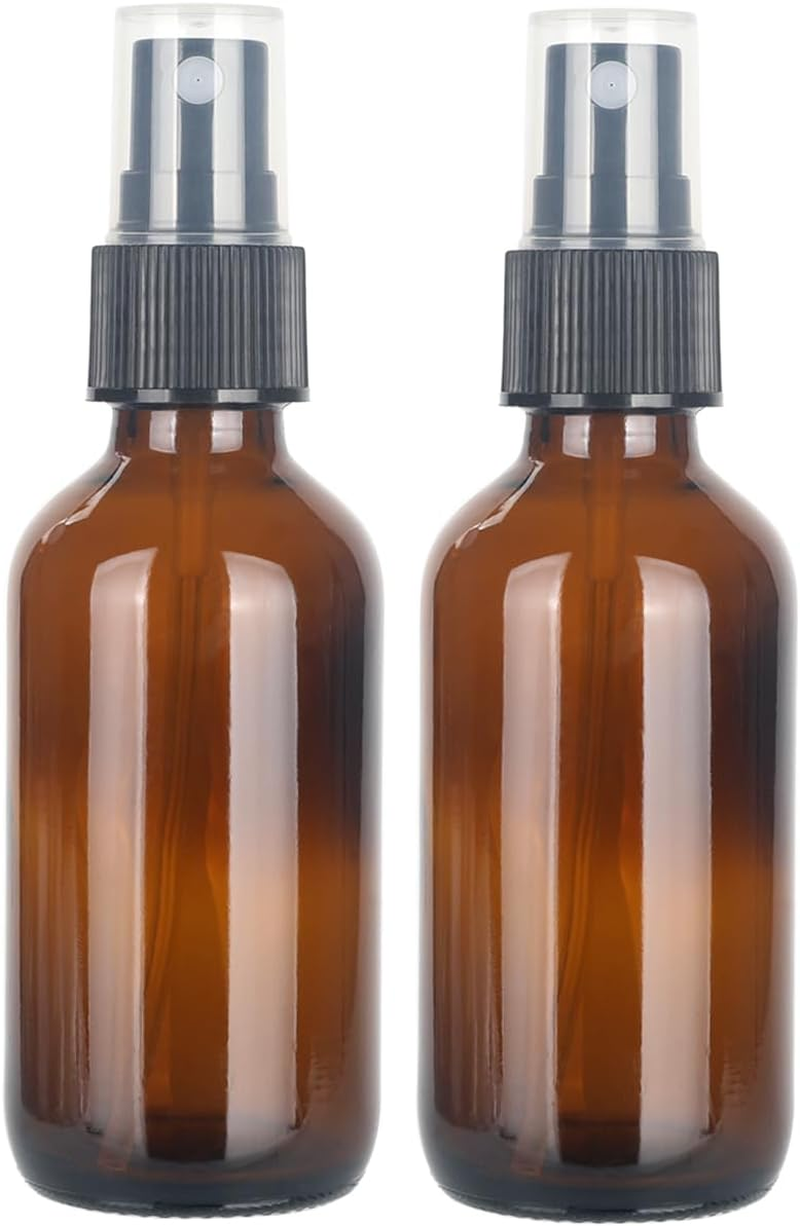 Magic Season Boston round Glass Bottles (Amber / 60 Ml with Sprayers/Set of 2)