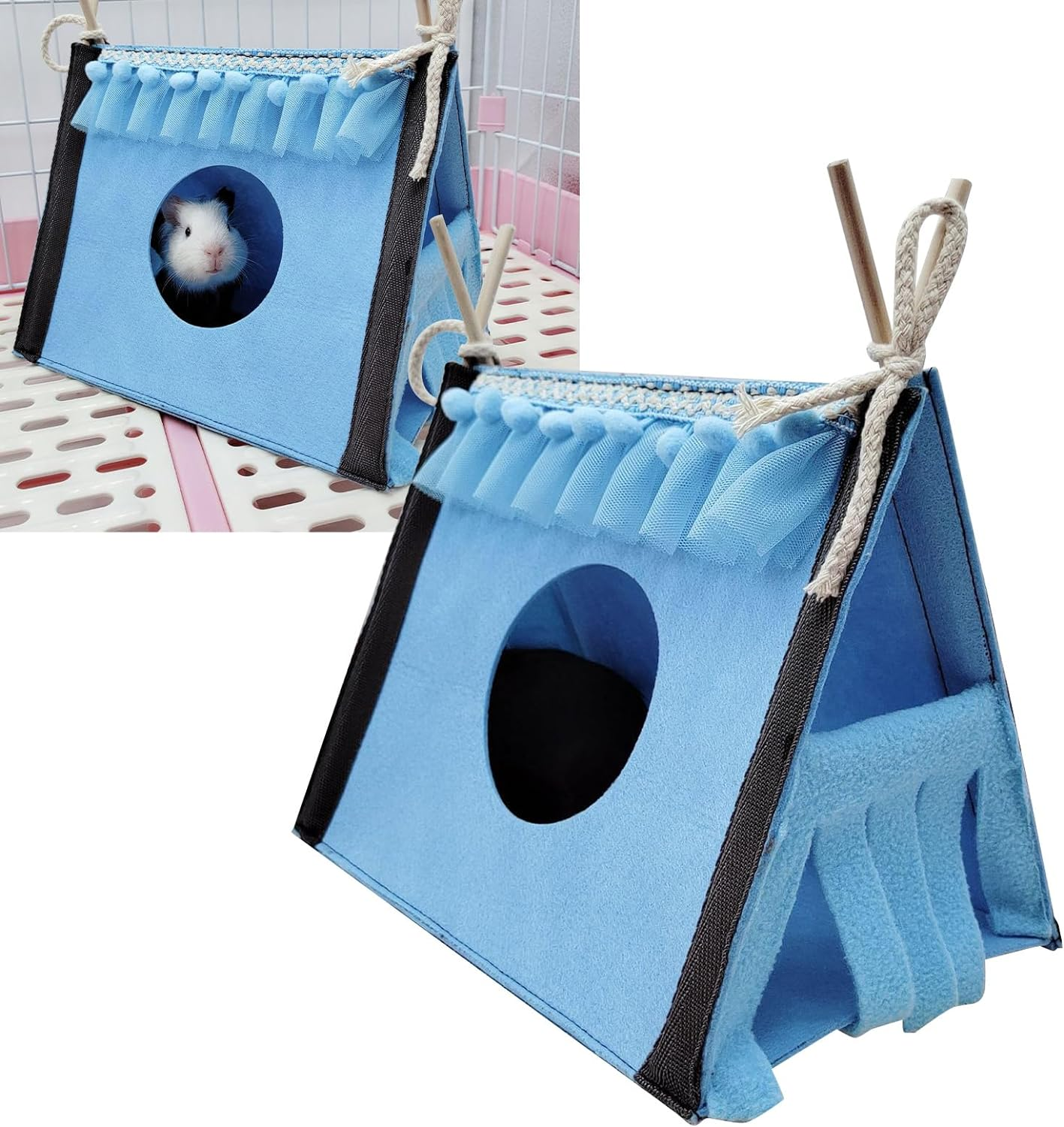 Rat Hideout Tunnel Tent Toy, Guinea Pig Hideout Tunnel Tent Comfortable Simple Installation Convenient Clean Multifunctional for Home (Blue) image number 1