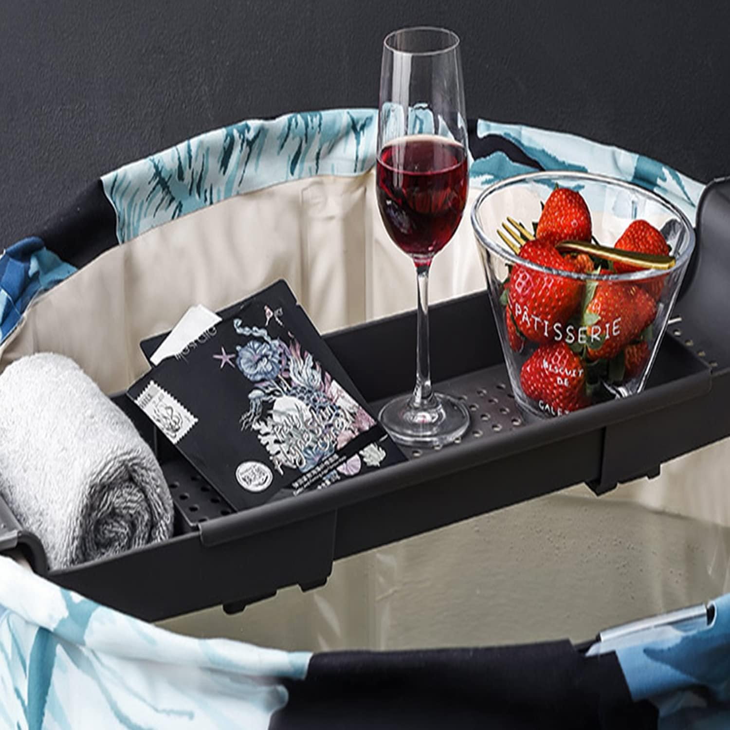 Bathtub Caddy Tray, Expandable Bath Shelf, Adjustable Plastic Bathtub Caddy, Bathroom Tray, Bathtub Accessories & Bathroom Gadgets for Candle Towel, Book, Wine, Phone, Shower image number 5