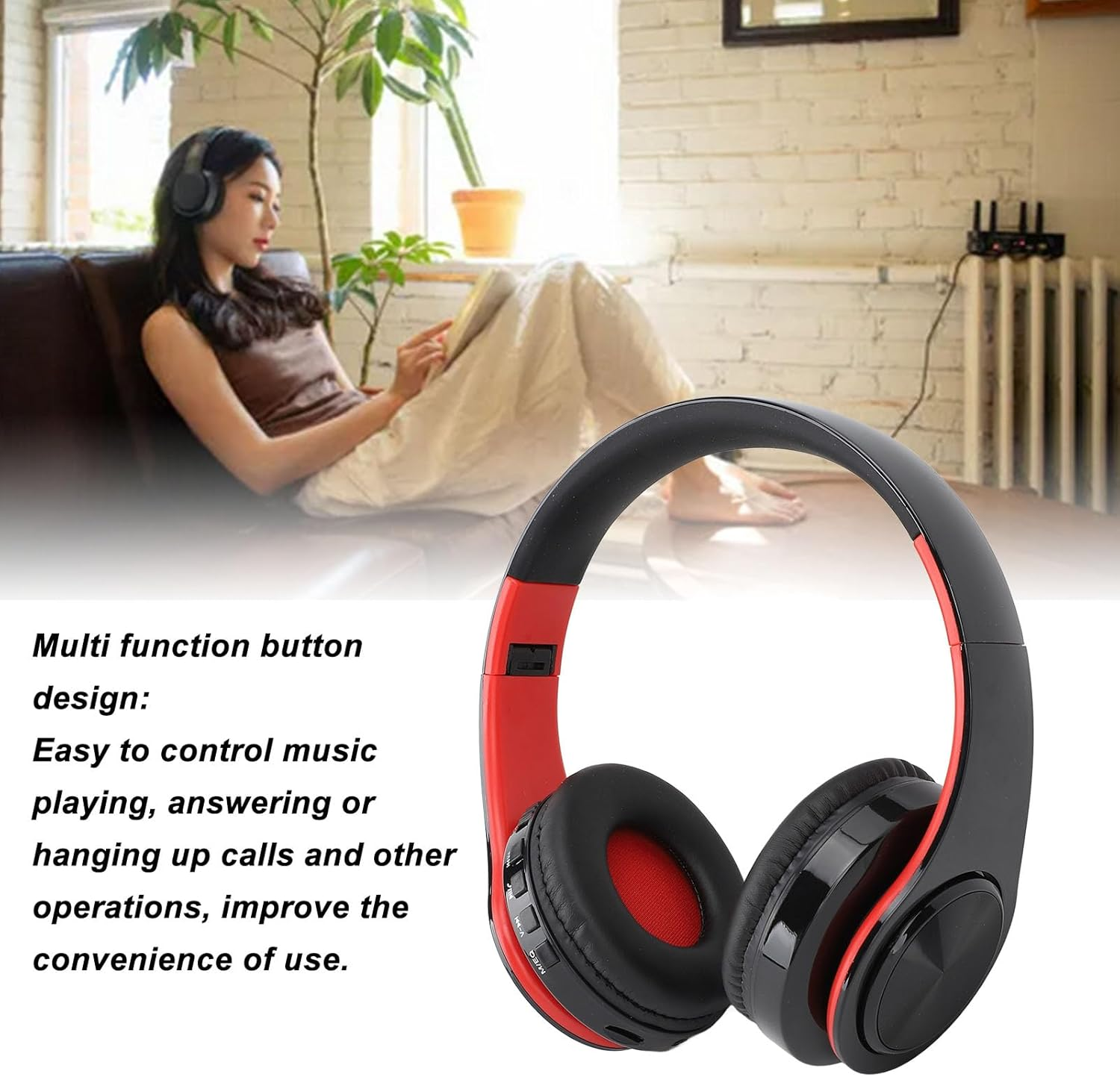 LICAEVEY Wireless Bluetooth Headphones, Low Latency, Foldable Portable Multifunctional Buttons Headset Earphone Built in Microphone for Music, Calls, Travel, Home, Cellphone, PC image number 1