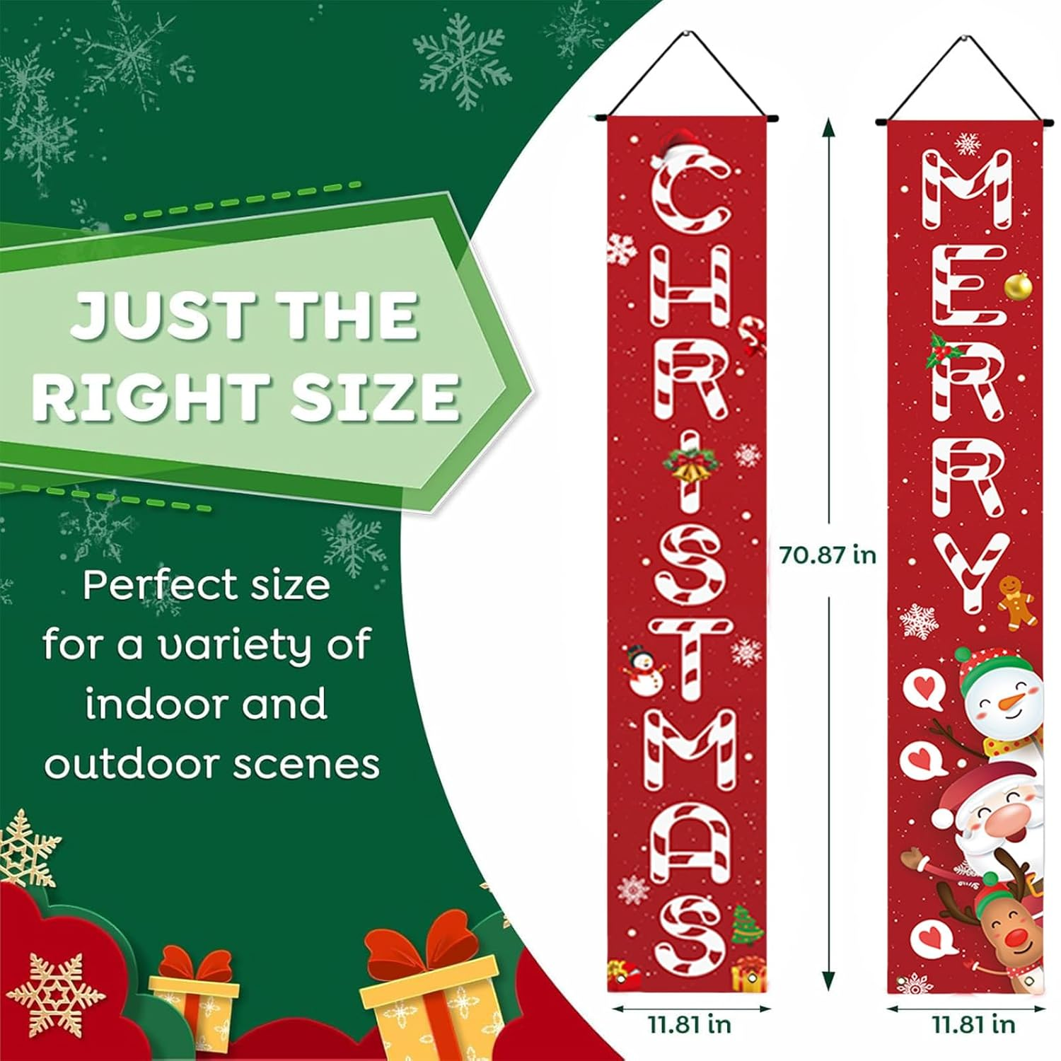 SYTHAK Christmas Decorations Outdoor Yard Front Porch Sign Set, Door Banner, Hanging Merry Christmas Decorations for Home, Indoor Outdoor Xmas Decor Wall Front Door Yard Garage