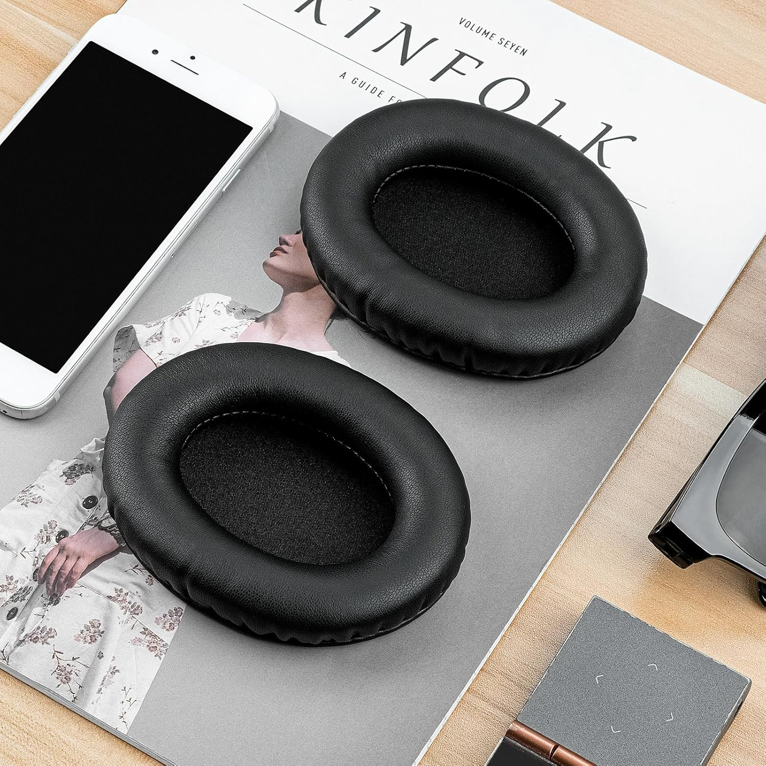 Replacement Ear Pads for Hyperx Cloud Ii/Cloud Iii/Mix/Alpha/Cloud Flight/Stinger 2 Headphones, Headset Earpads (Protein Leather/Black) image number 2