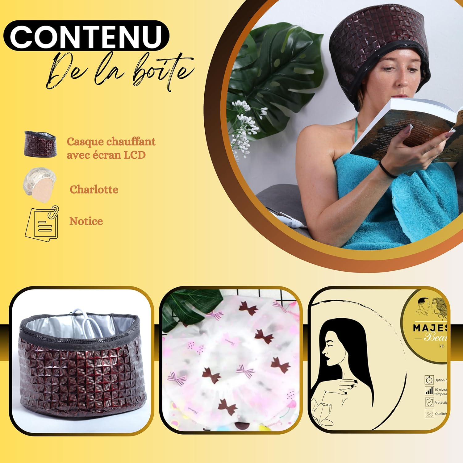 Hair Heating Cap, Deep Care, Heating Helmet for Hair with LCD Display, Temperature and Time Control, Adjustable Steam Cleaner, Heated Helmet for Afro Hair, Steamer image number 6