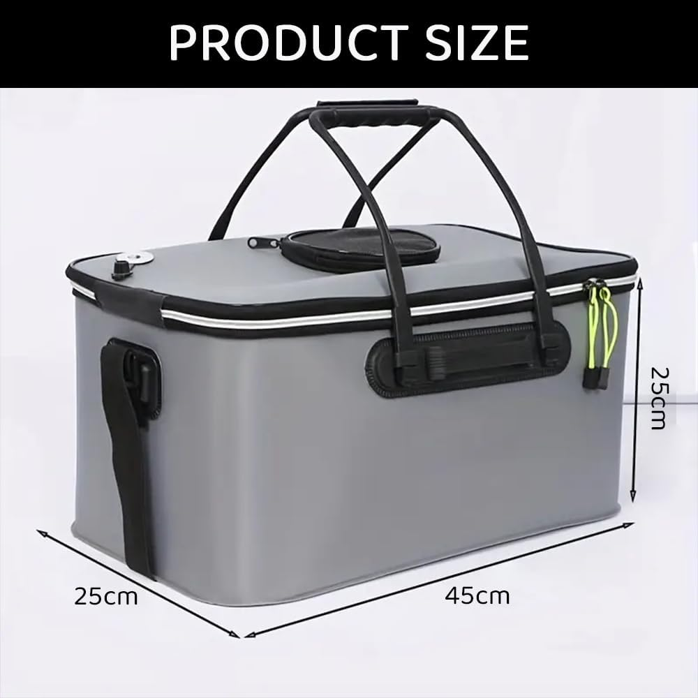RUTREZOGO Portable Foldable Fishing Bucket. &ndash; Multi-Functional Live Fish Container & Bait Bucket, Outdoor Camping EVA Fishing Bag for Fish Transportation and Storage (Grey) image number 5