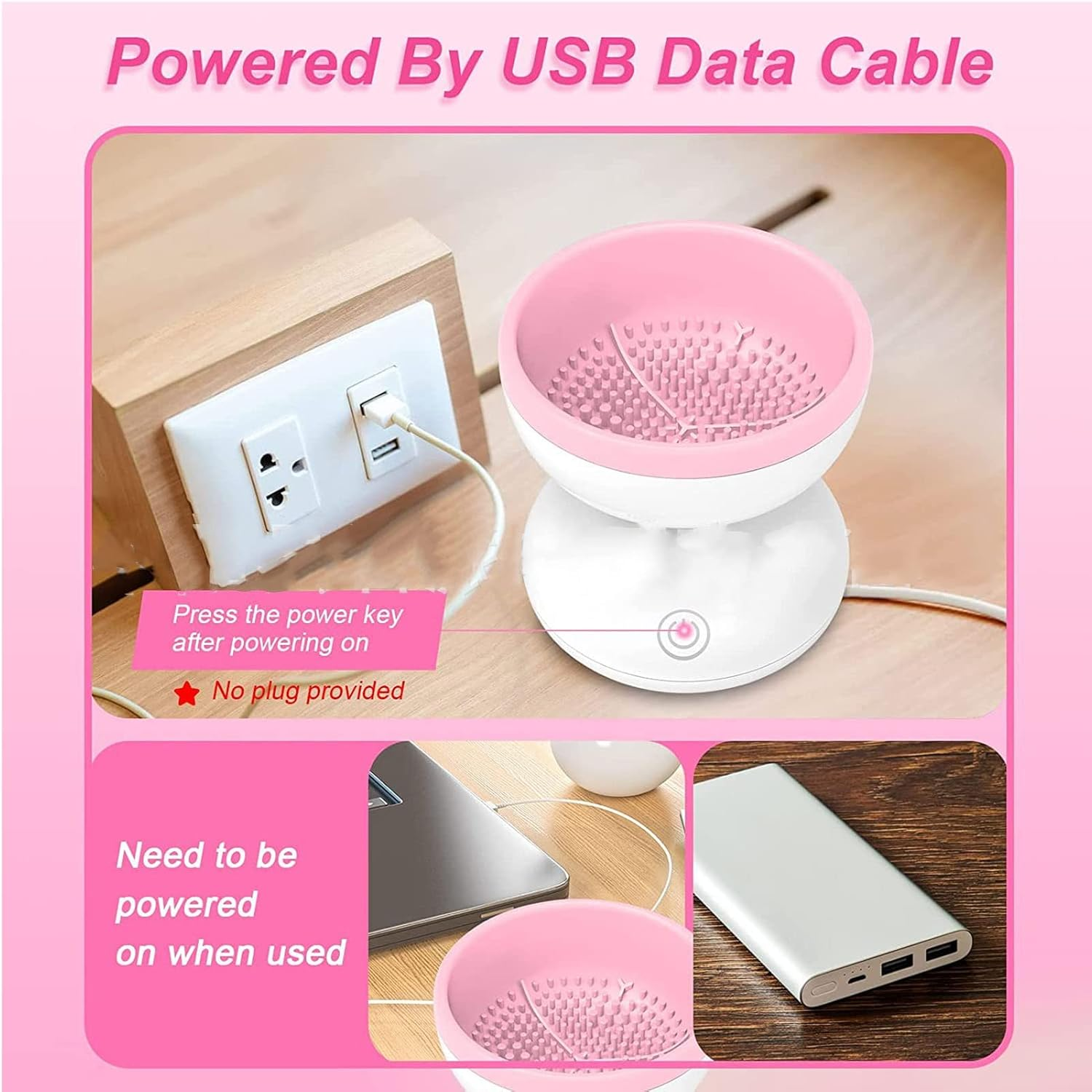 Electric Makeup Brush Cleaner Machine, USB Automatic Brush Cleaner Spinner Dryer Portable Cosmetic Brush Cleaner Tools Cosmetic Brush Dryer, Valentines Day Gift, image number 5