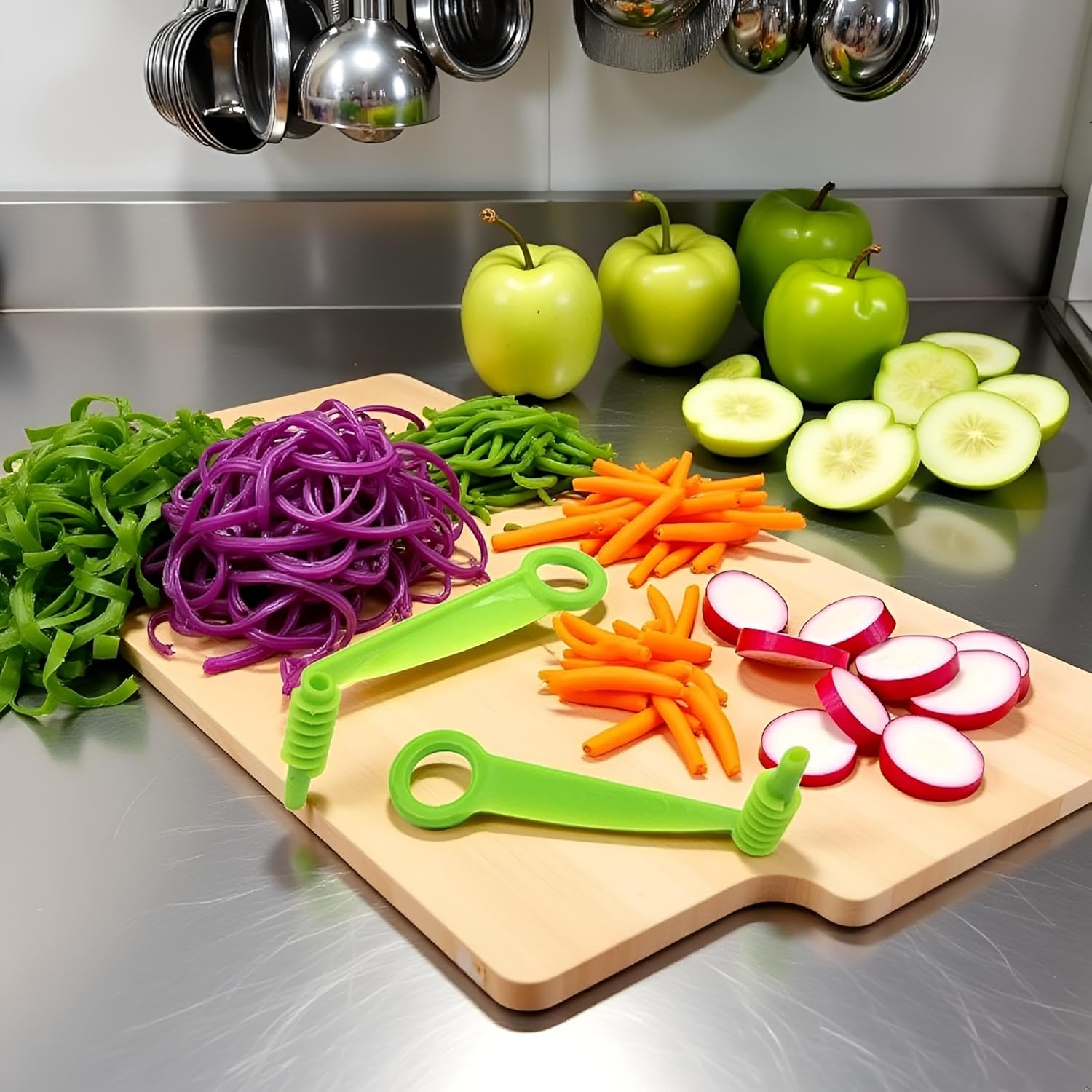 2Pcs Spiral Slicer Blade Hand Slicer Cutter Potato Cucumber Vegetables Spiral Knife Kitchen Accessories Tool,Manual Screw Peelers Kitchen and Dining Tools (Green) image number 1