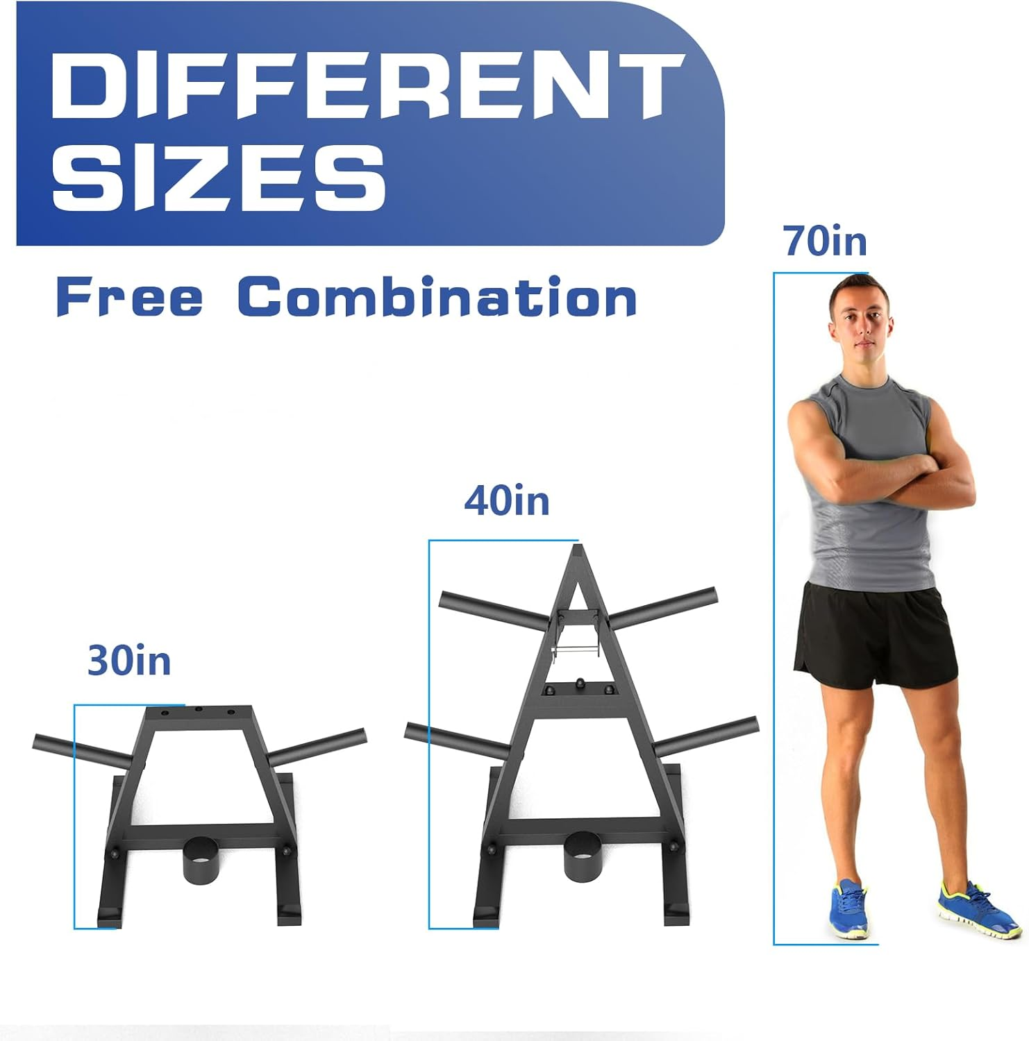 A-Frame Weight Plate Tree for 1" Olympic Plates - Holds 300 Lbs, Dumbbell Rack and Home Gym Storage Stand - Organize Your Workout Area ! image number 4