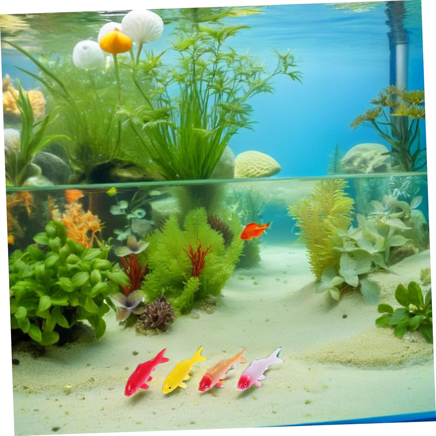 VICASKY 4Pcs Simulated Ornamental Fish Fake Pet Fish Floating Koi Statue for Aquarium Decoration Small Tank image number 4