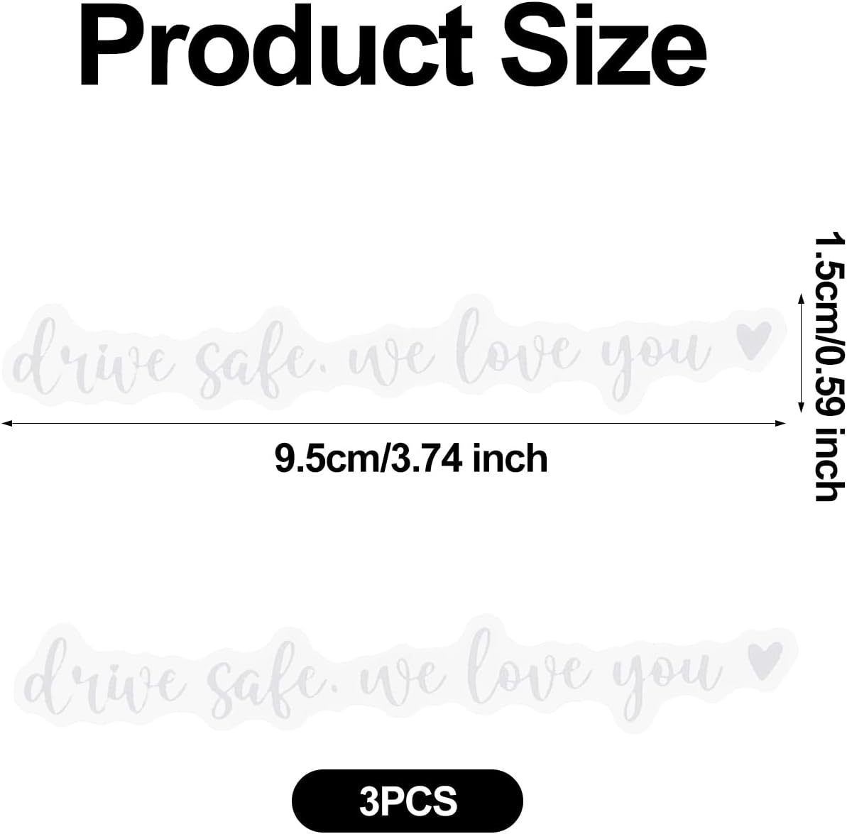 3Pcs Drive Safe We Love You Mirror Sticker, Car Rearview Mirror Decal Safe Driving Stickers Funny Auto Vinyl Window Decals for Men Women (White) image number 2