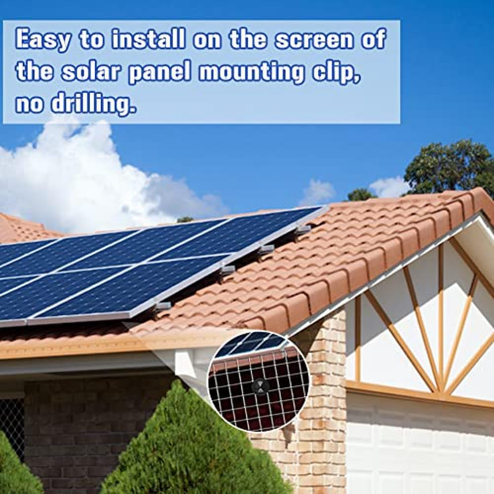 Aribrnten 100 Packs Solar Panel Guard Clips, Stainless Steel Wire Fence Fasteners Animal Guard Roll Kit for Solar Panel