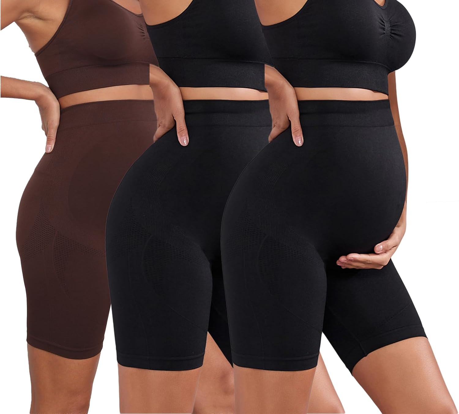 Lataly 3Pack Women'S Maternity Shorts over the Belly Yoga Biker Pregnancy Workout Running Active Shorts for Women