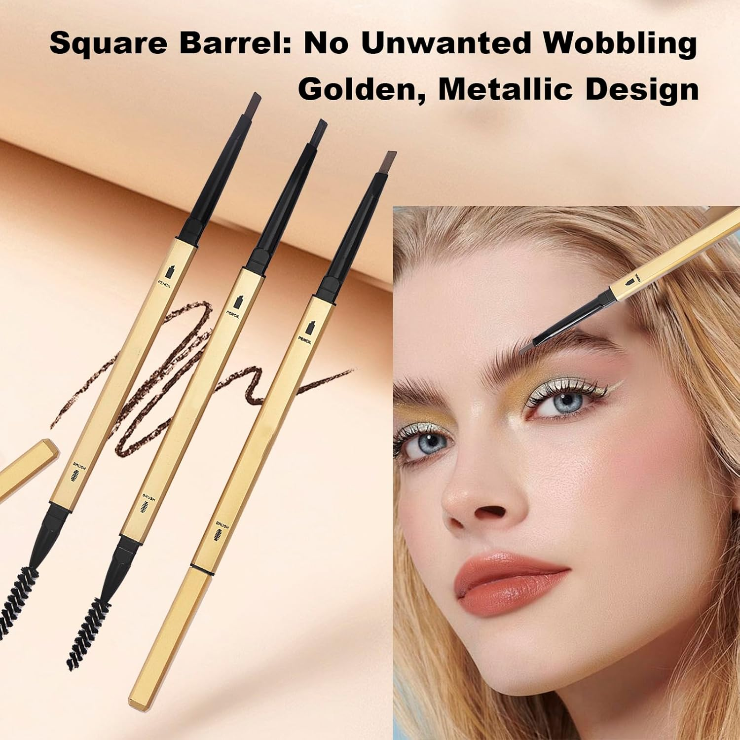 Eyebrown Pencil 3 Set | Gray | Long-Lasting Eyebrow Pencil for Soft Textured Natural Daily Look Eyebrow Makeup | Ultra-Precise Tip, Creamy Formula, Highly Pigmented, Soft Matte Finish, Vegan Formula, Dual-Sided, Fills Brows Makeup