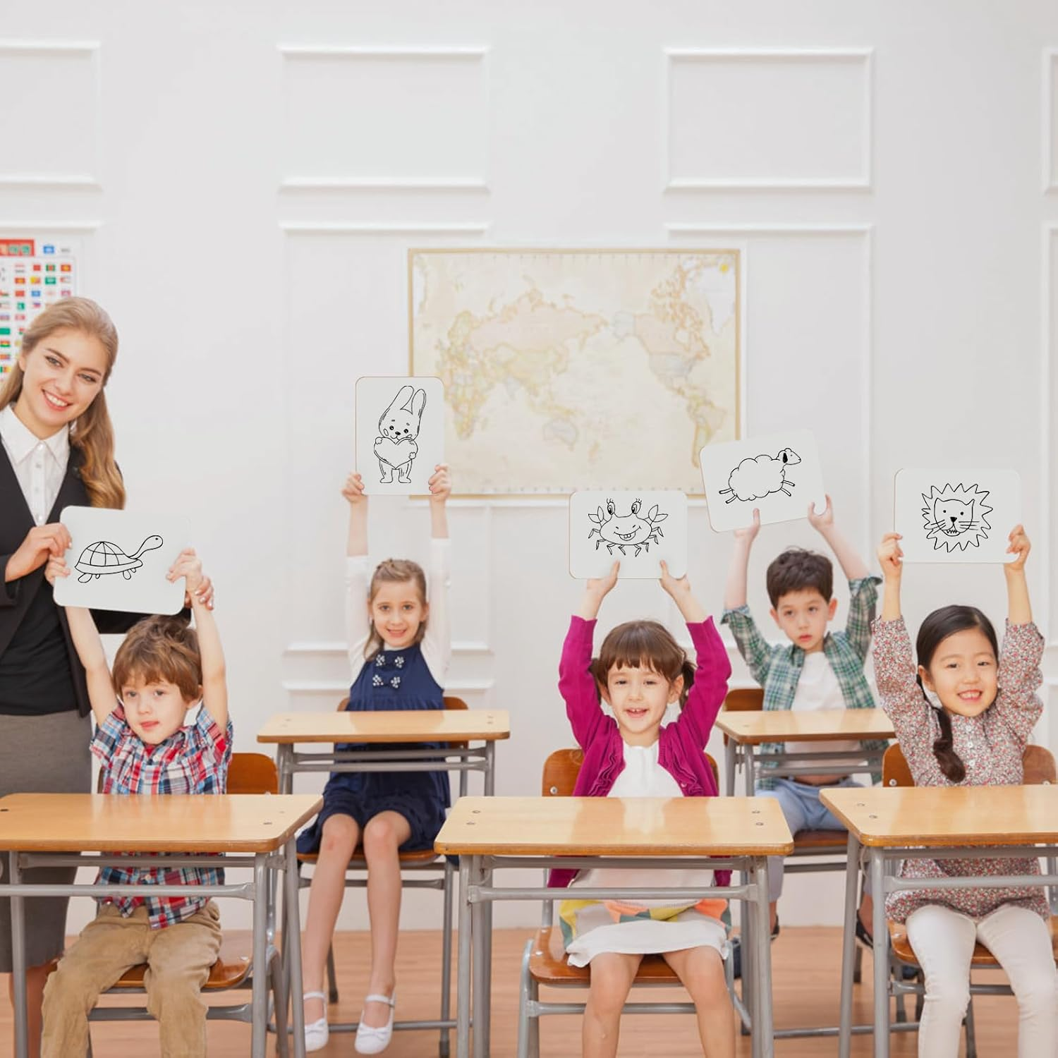 Hiziwimi 6Pcs 30X22.5Cm Dry Erase Mini Whiteboards, A4 White Board Double-Sided with 6&times;Marker and 6&times;Board Eraser, Small Whiteboard for School, Office, Home image number 5