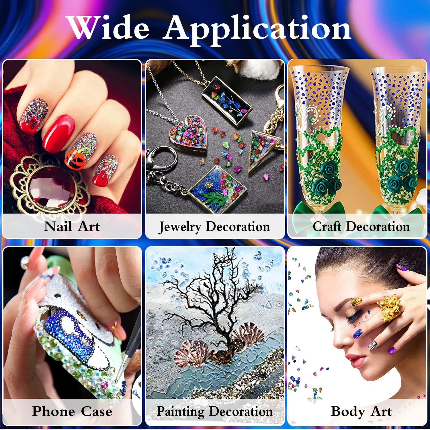 12 Box Transparent Crushed Glass Craft Glitter for Resin Art,Small Broken Glass Pieces Irregular Metallic Crystal Chips Chunky Flakes Sequins for Nail Arts DIY Vase Filler Epoxy Jewelry Making