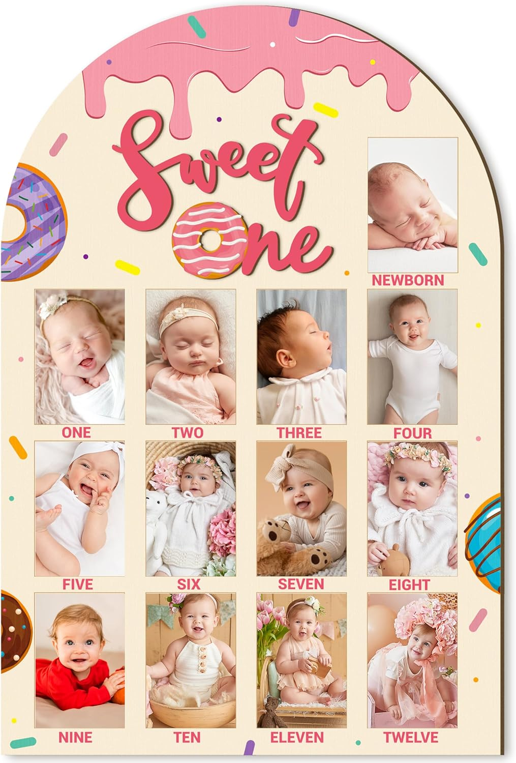 R HORSE My First Year Photo Frame Board, 3D Sweet One Birthday Party Decorations, Baby First Year Picture Frame 12 Months Milestone Display Wood Board 1St Birthday Nursery Decor Gift for Boy Girl image number 6