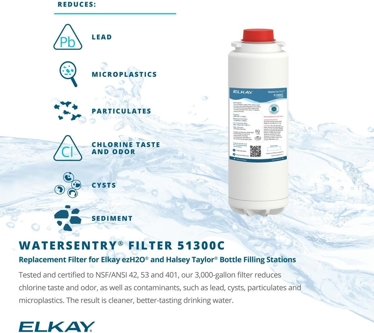 Elkay 51300C_3PK Watersentry plus Replacement Filter (Bottle Fillers), 3-Pack image number 4