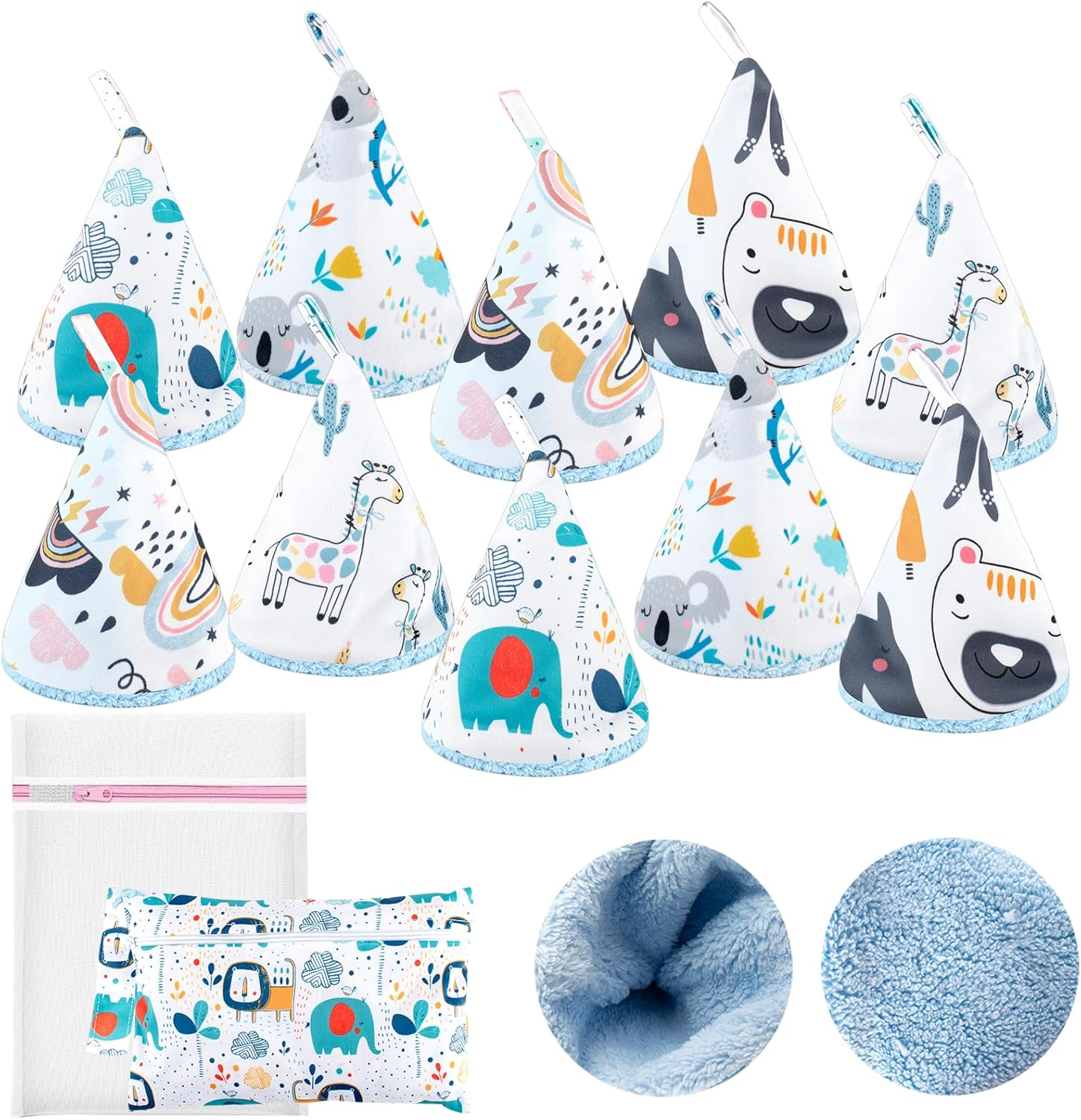 10 Pcs Coral Velvet Peepeeteepe Baby Boy with Storage Bag & Laundry Bag, Strong Water Absorption Pee Peep Teepee for Baby Boy, Reusable Pee Covers for New Parents Gift image number 6
