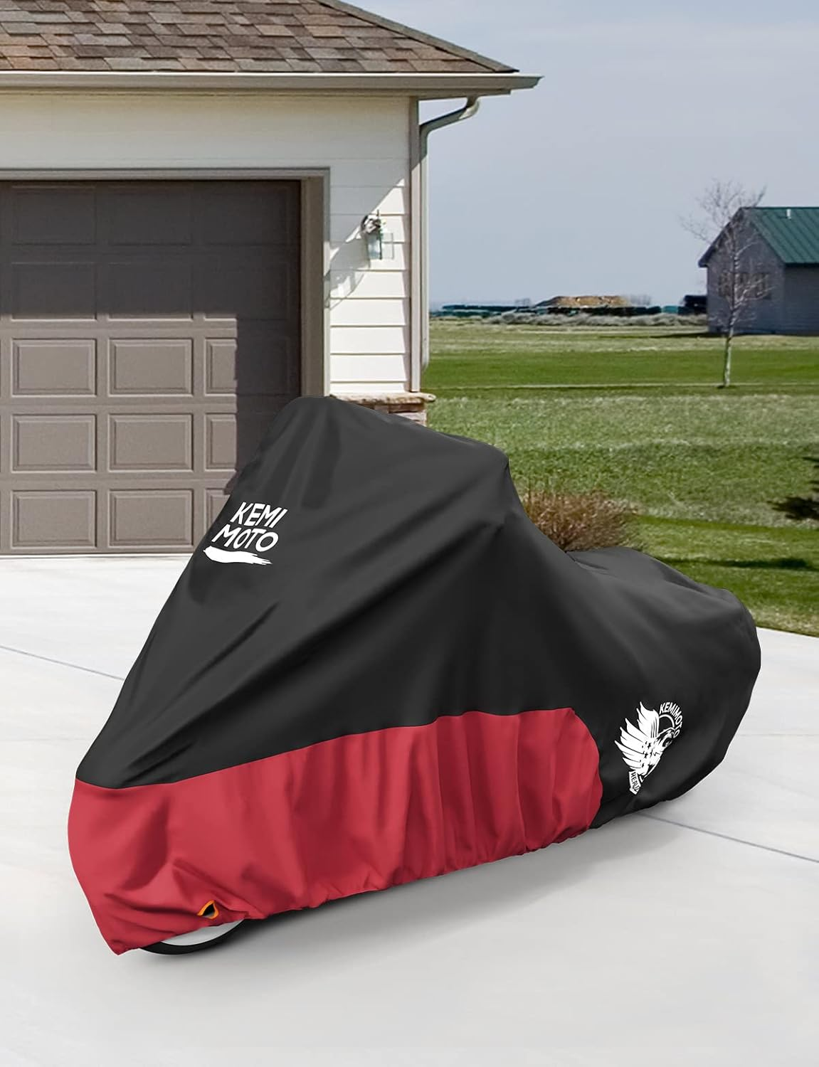 KEMIMOTO Motorcycle Cover Compatible with Cruiser Models Softail Dyna Iron 883 Fat Boy 114 Forty-Eight Low Rider Cover Standard Heritage Classic Waterproof Cover Outdoor Snow Rain Protection image number 3