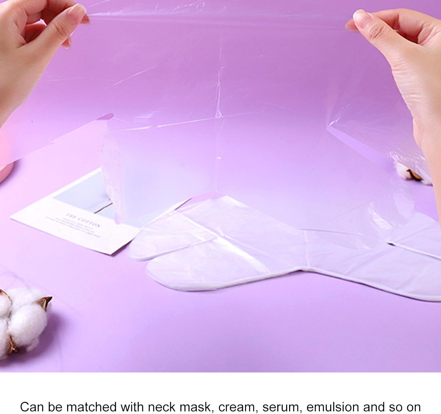 Disposable Plastic Wrap Face Pack Paper, 200Pcs Plastic Neck Mask Transparent Neck Sheet Beauty DIY Moisturizing Locking Film Beauty Skin Care Facial Face Pack Sheet image number 4