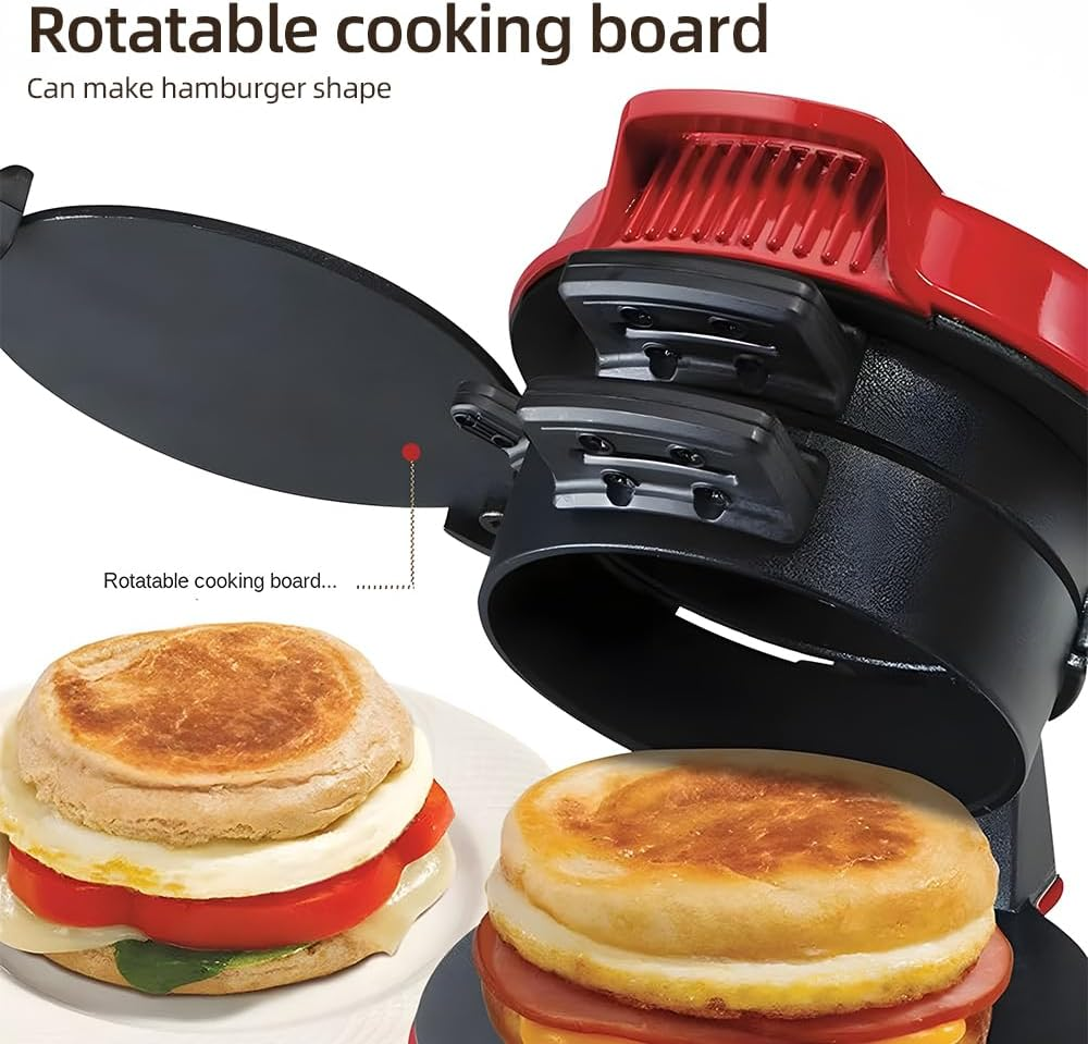 Breakfast Sandwich Maker with Egg Cooker Ring Easy Clean Non Stick Burger Sandwich Omelette Toaster Maker 600W Portable Stainl Steel Hamburger Pr for Pancakes/Cookies/Burgers image number 3
