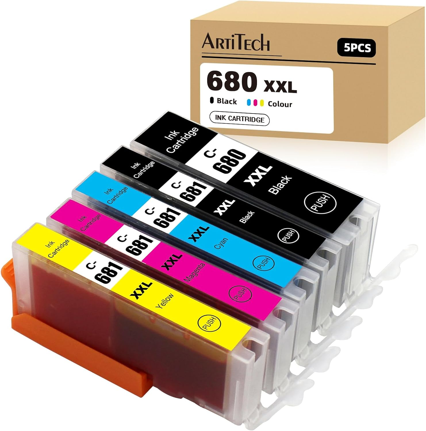 680Xxl 681Xxl Ink Cartridge Compatible for Canon PGI-680 XXL CLI-681 XXL Ink Replacement for Canon PIXMA TR7560 TR8560 TR8660 Tr8660A TS6160 TS6260 TS8160 TS8260 TS9160 TS9560 TS706 (2C2M2Y)