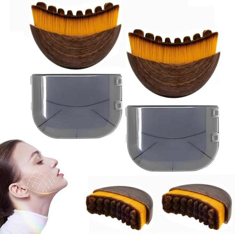 Lymphatic Drainage Brush, Dry Brushing Face Brush, Lymphatic Contour Face Brush for Puffiness Reduction, Jawline Sculpting, Chin Contour, Facial Massager with Ergonomic Design (2PCS)