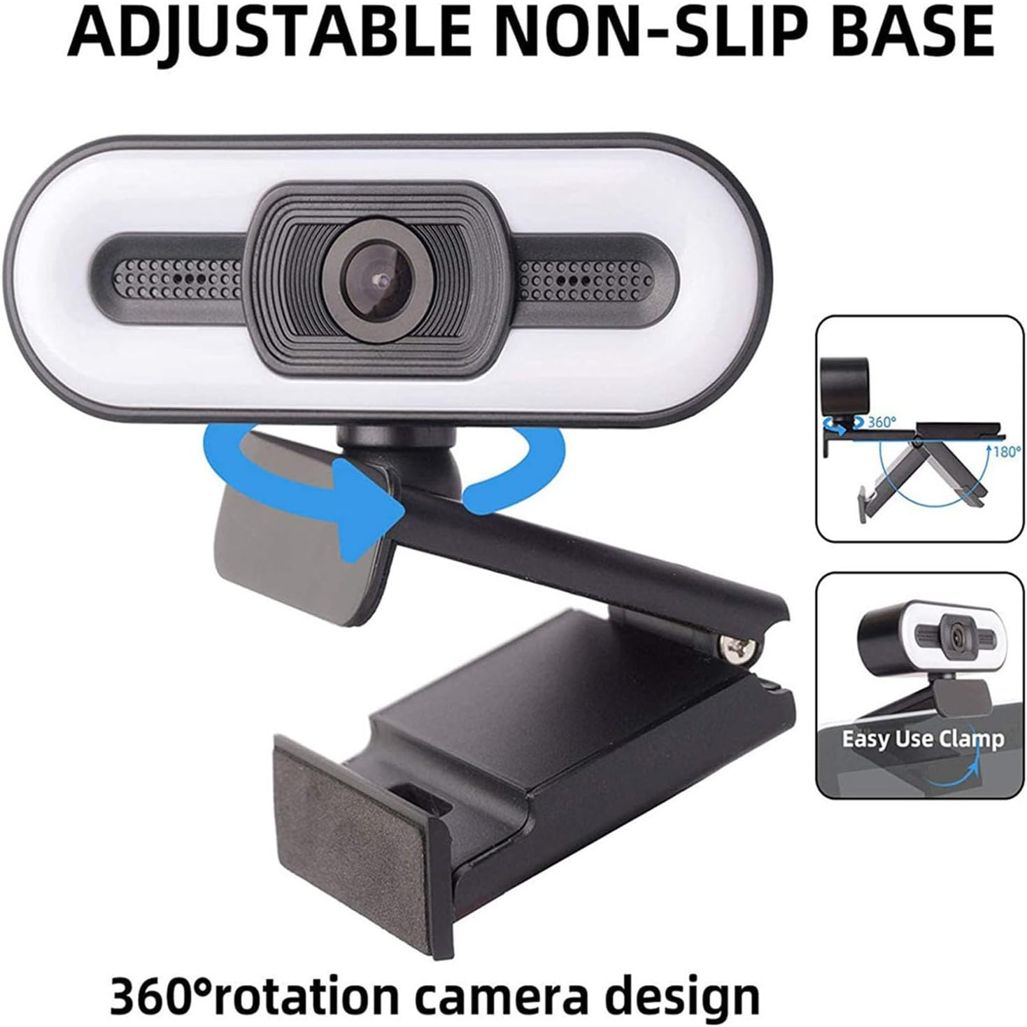 1080P HD Webcam with Microphone, Computer Web Camera Wide Angle with Adjustable Ring Light for for OS X, USB Webcam for Video Streaming Conference image number 1