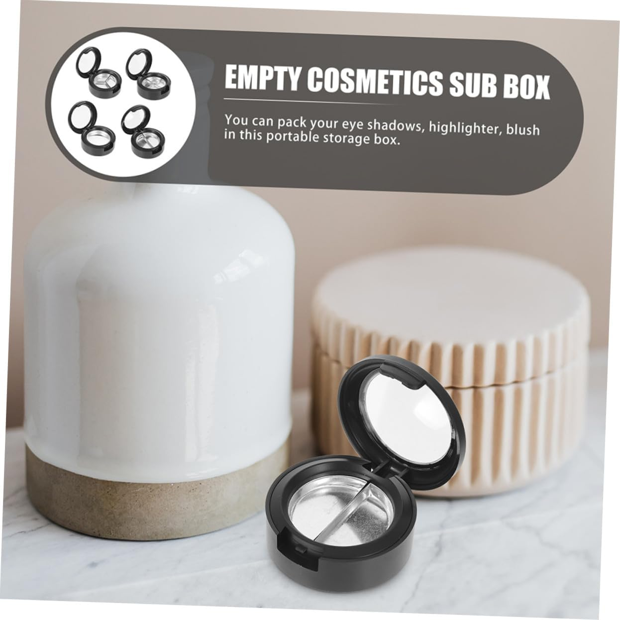 WRITWAA 6Pcs Eye Shadow Box Highlighter Tray Empty Eyeshadow Cases for Makeup Organizer Box for Storing Blush Lipstick for Travel Makeup image number 5