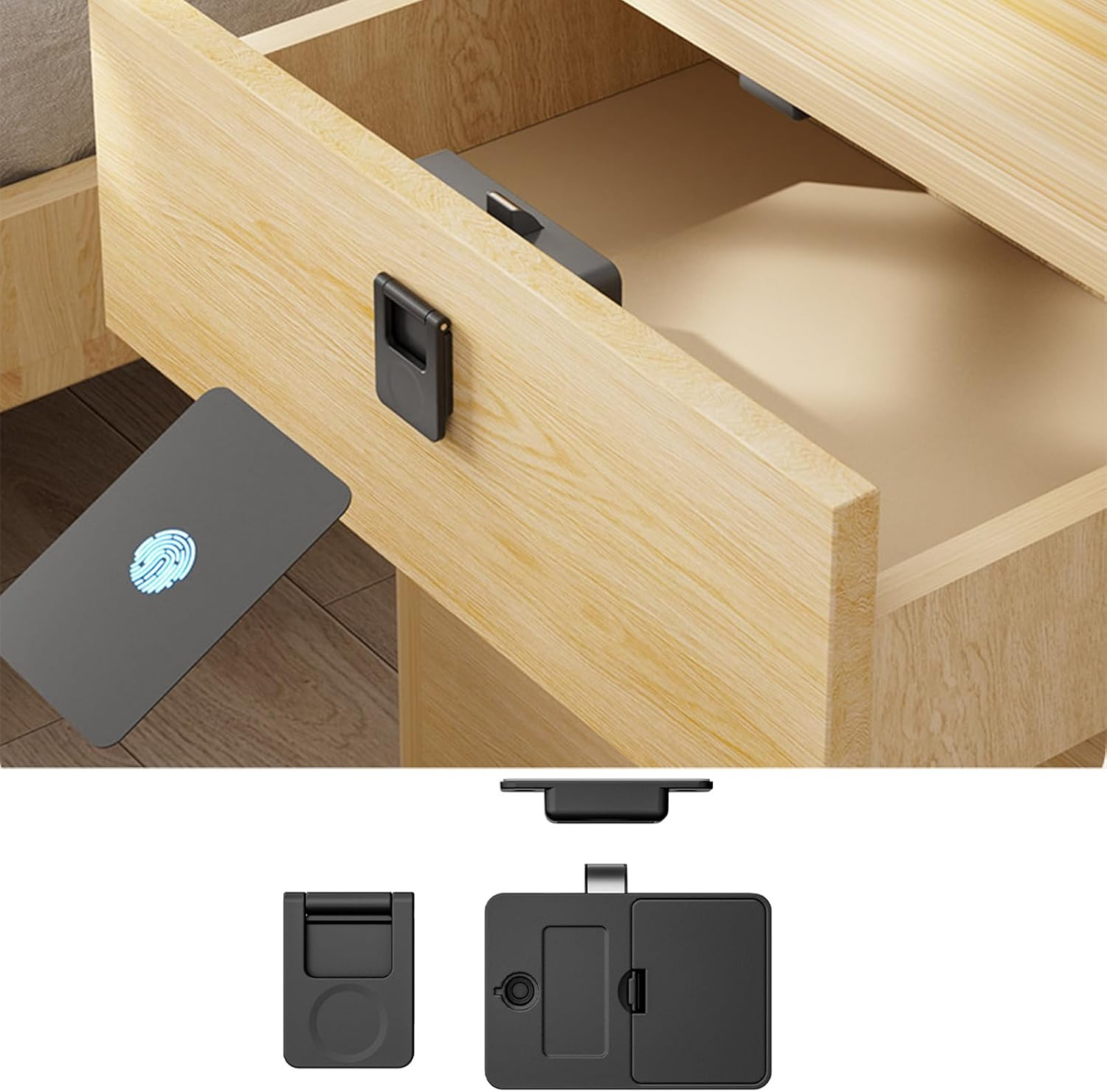 CMINGJ NFC Smart Cabinet Lock, Magnetic Sensing Child Safety Baby Proofing Drawer Lock 4 Unlocking Methods (NFC Card, Handle, Phone, Watch), Long Battery Life, Universal Fit, High Security image number 2