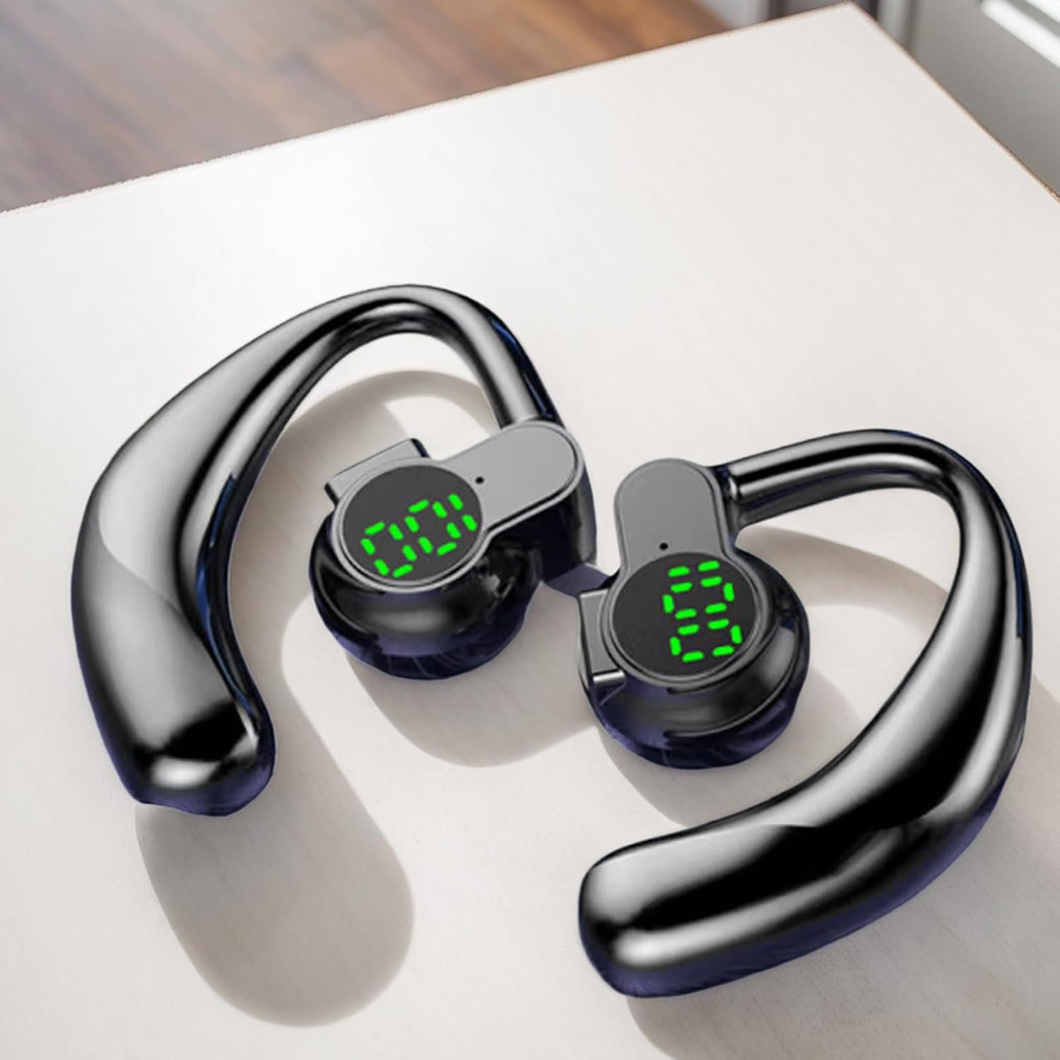 Around the Ear Wireless Earbuds | Workout Earbuds | Earphones with Digital Display for Sports Swimming Running Phone Calls Music Study Workout image number 1