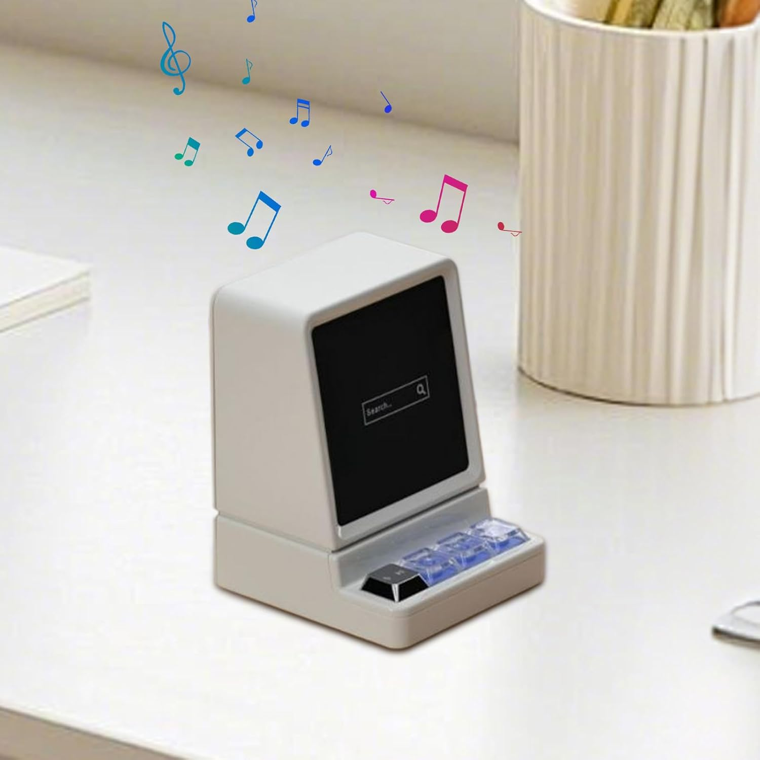 Phone Stand with Speaker,Induction Audio Cellphone Mount - Lightweight Computer Shape Phone Stand with RGB Light and Wireless Speaker for Study Room, Home, Desktop, Travel image number 3