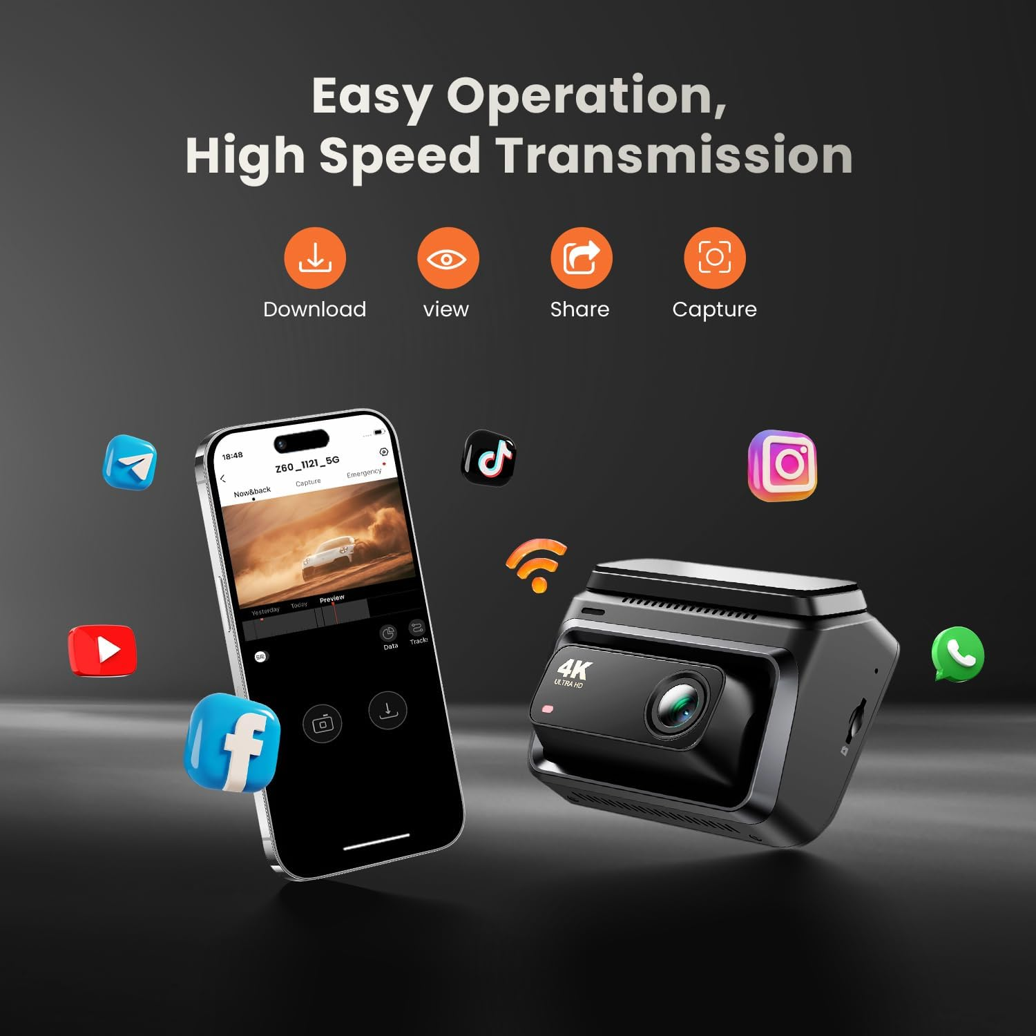 DDPAI 3 Channel 2160P+1440P+1080P Front Rear and inside Dash Cam Dashcam with Start Reminder Night Vision 5G Wifi APP Control Extended 24 Hours Parking Monitor Support 512GB TF Card, Z60 &Pi;link