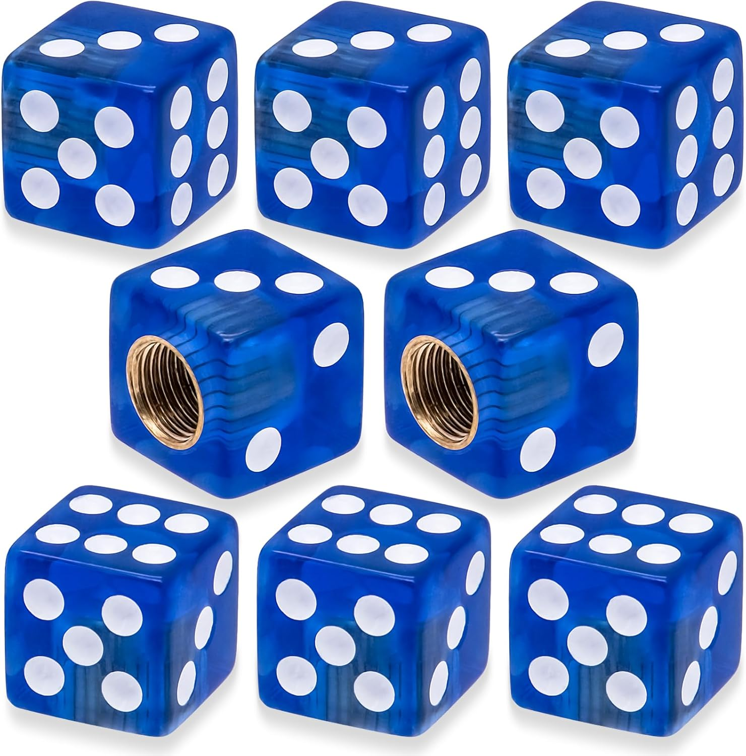 MEAJOO 4PCS Dice Shape Tire Valve Stem Caps, Universal Copper Core Dustproof Tire Valve Stem Covers for Cars, SUV, Trucks, Bikes, Motorcycles, Bicycles(Red)