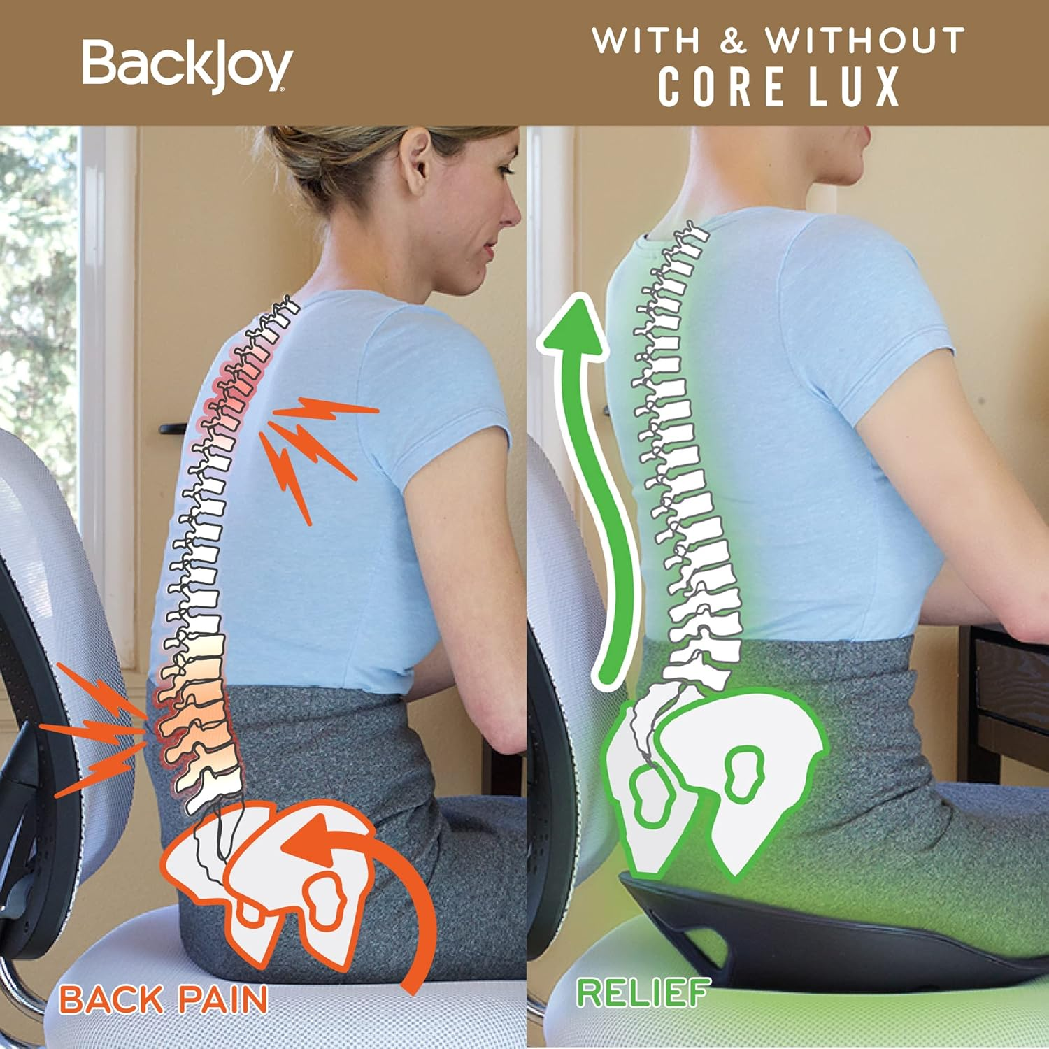 Backjoy Sitsmart Core Lux Posture Seat, Black/Graphite image number 5