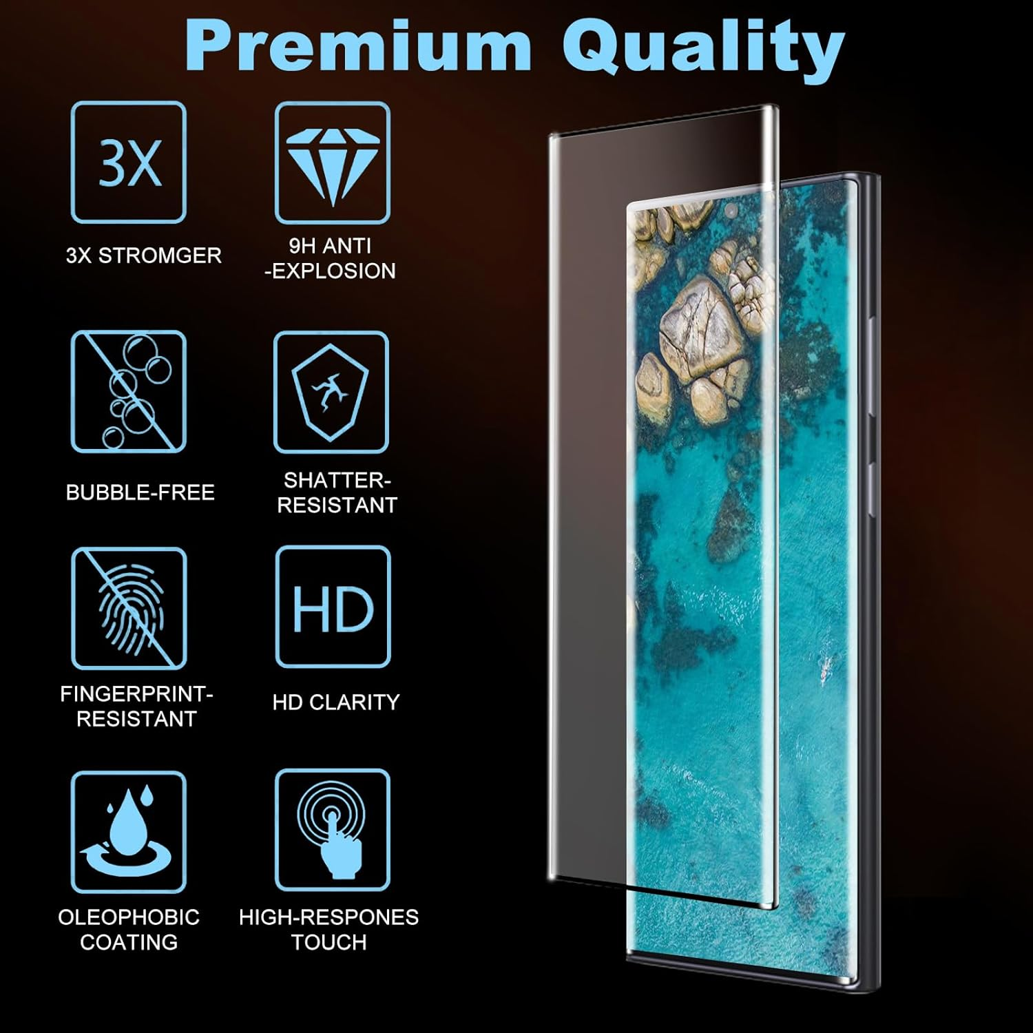 Hendlent [2+2 Pack] Galaxy S23 Ultra Screen Protector, 9H Tempered Glass, Ultrasonic Fingerprint Support, 3D Curved, HD Clear Scratch Resistant for Samsung Galaxy S23 Ultra 5G Glass Screen Protector - S23Ultra-Hd- image number 5