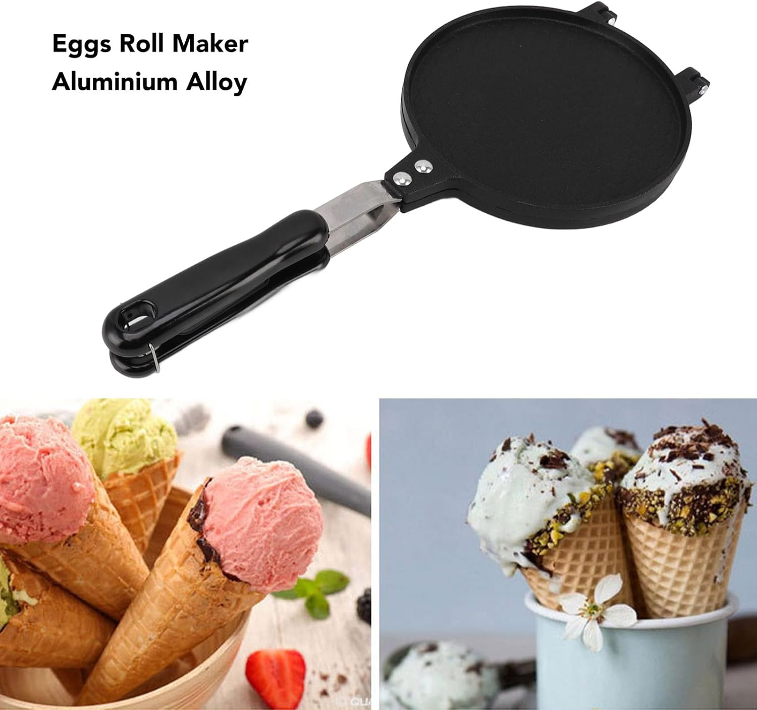 Waffle Cone Maker, Nonstick Ice Cream Cone Maker Aluminium Alloy Household Waffle Bowl Maker for DIY Ice Cream Waffle Cone Desserts image number 1