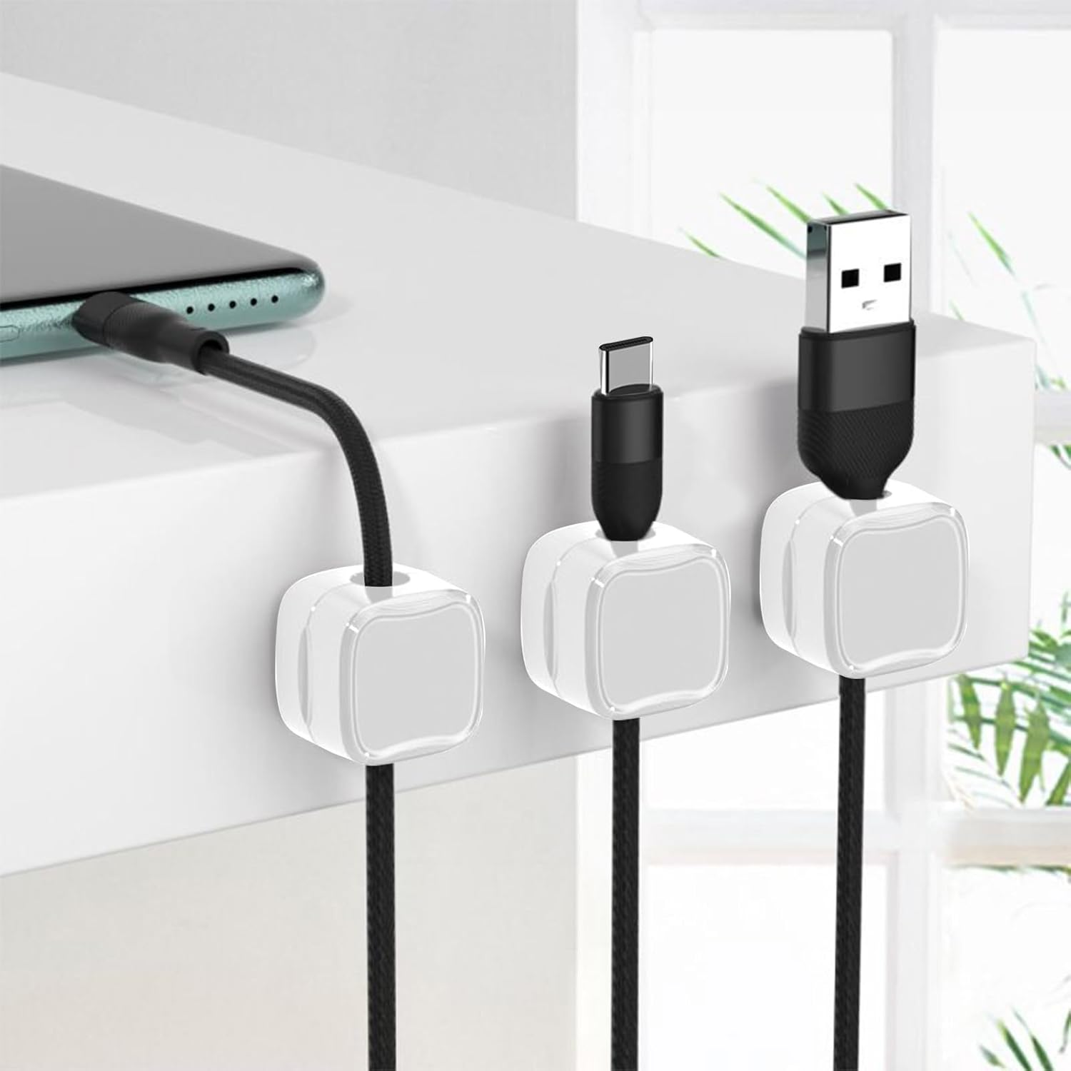 Magnetic Cable Clips | Multi-Purpose Cable Clips Magnetic Holder | Easy to Use Cable Clips for Nightstand for Electrical Appliances, Network Cable, Audio, Charger Shwing image number 5