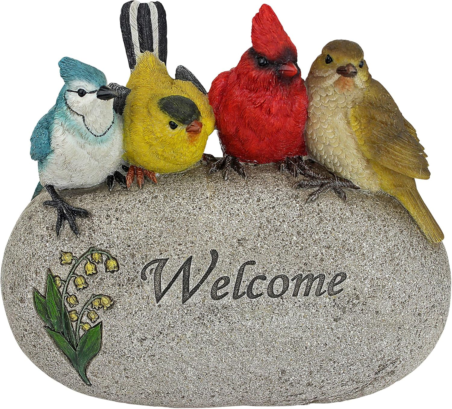 Design Toscano QM7512040 Birdy Welcome Garden Stone Statue, Medium, Full Color Finish