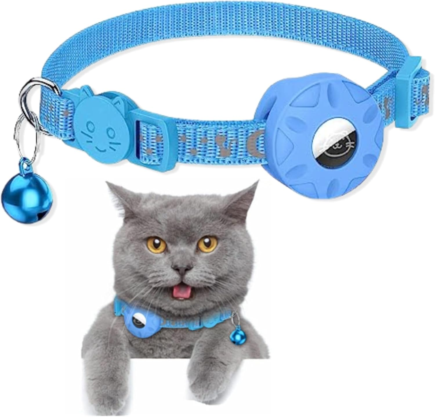 Airtag Cat Collar, Reflective Airtag Cat Collar with Airtag Holder and Bell, Lightweight Tracker Cat Collars, Cat Airtag Collar with Breakable Safety Buckle (Green)