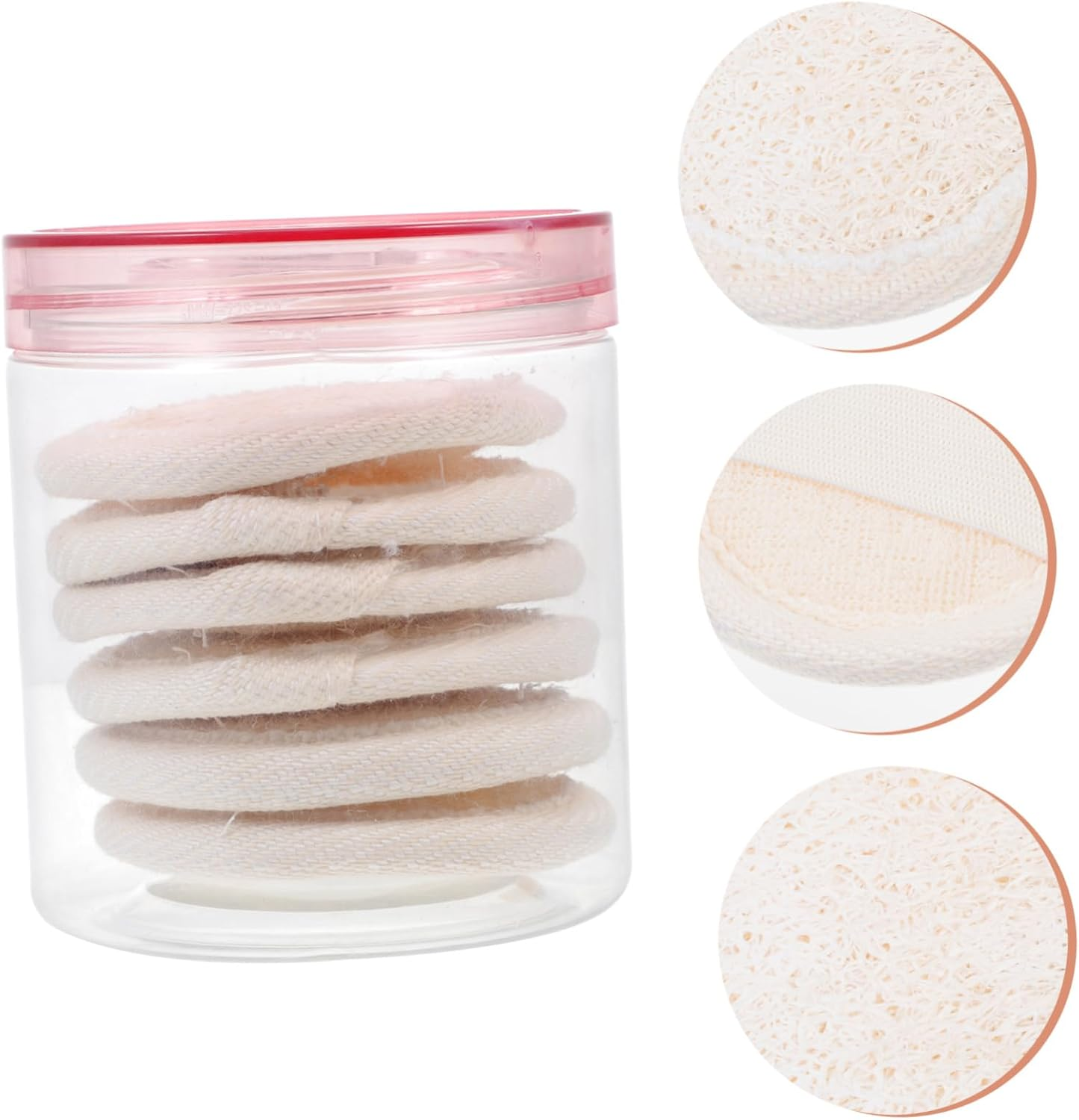 Mobestech Loofah Face Skin Puff Facial Cleaner 6.5Cm Rounded Cleansing Sponge 6Pcs Set for Makeup Removal and Daily Face Cleaning image number 1