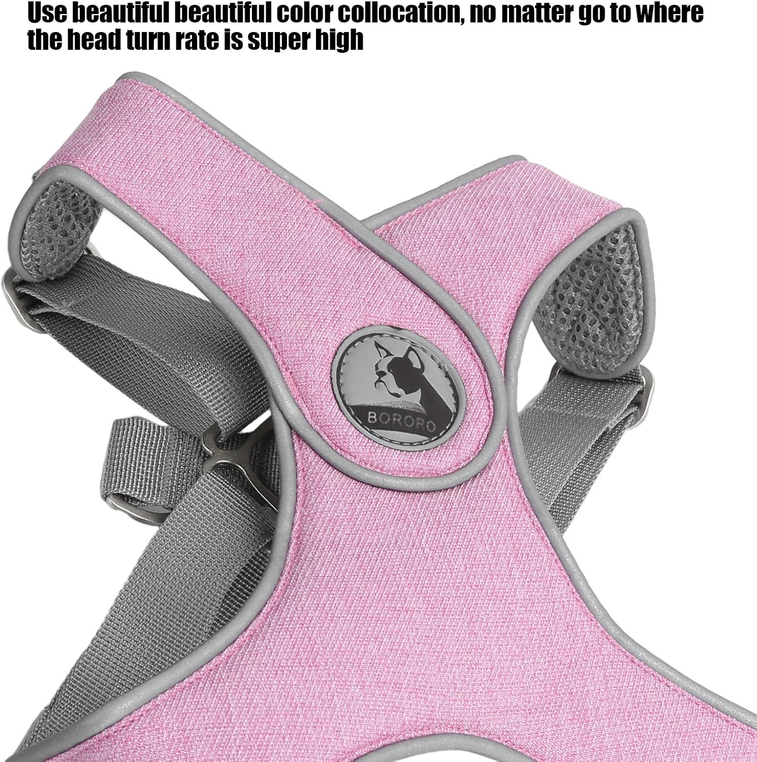 Dog Harness, Escape Proof Reflective Cat Walking Harness, Adjustable Soft Breathable Mesh Dog Vest Pet Chest Strap for Dogs Cats Outdoor Walking, Running,Training (Pink) image number 2