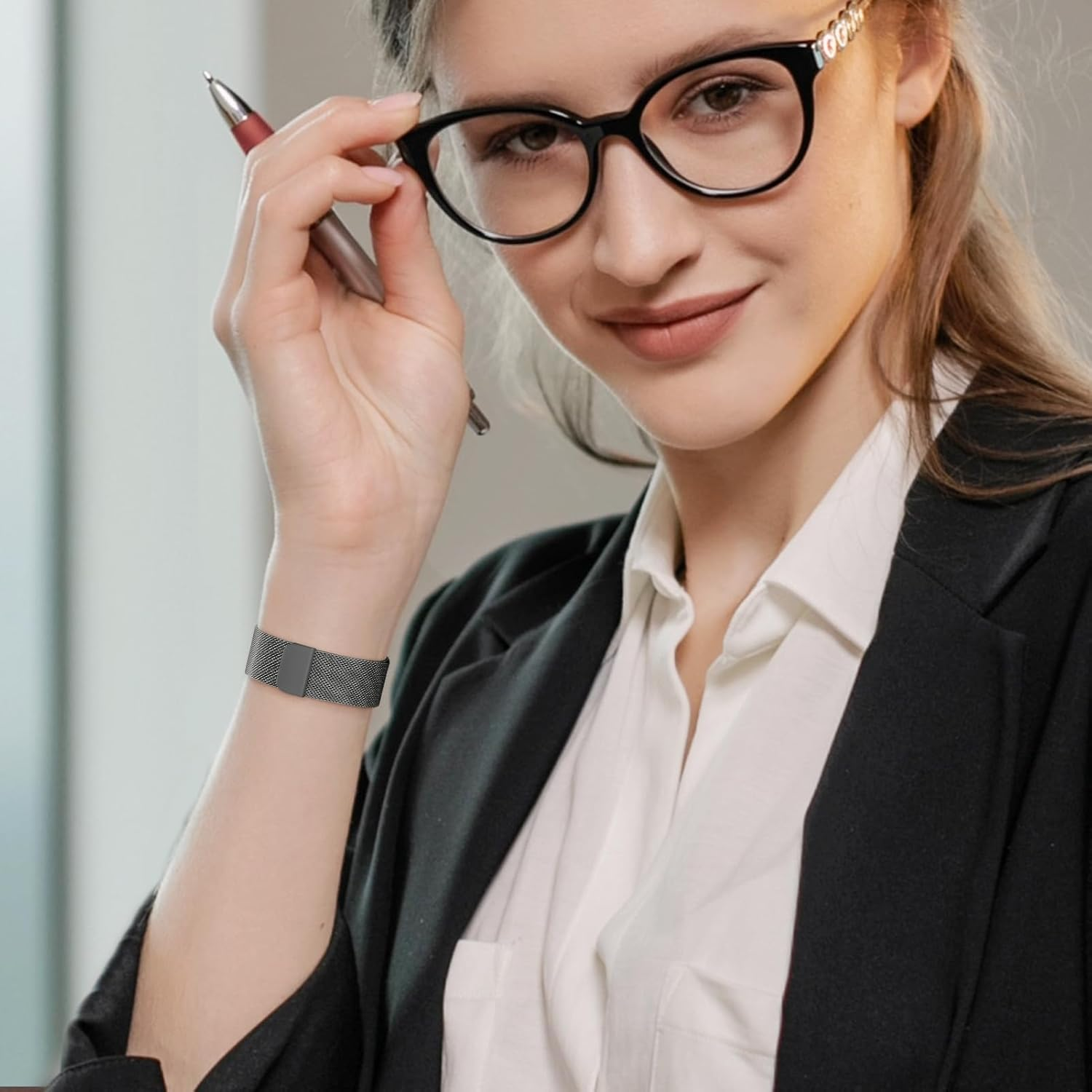 Milanese Bands for Samsung Galaxy Watch 7/FE/6/5/4/3 Band 40Mm 44Mm 41Mm 47Mm 43Mm 46Mm 42Mm,20Mm Quick Release Watch Band Magnetic Mesh Metal Strap for Amazfit Bip U Pro/Gts/Galaxy Watch Active 2/Active - Black/Silver/Rose Gold/Colorful image number 5